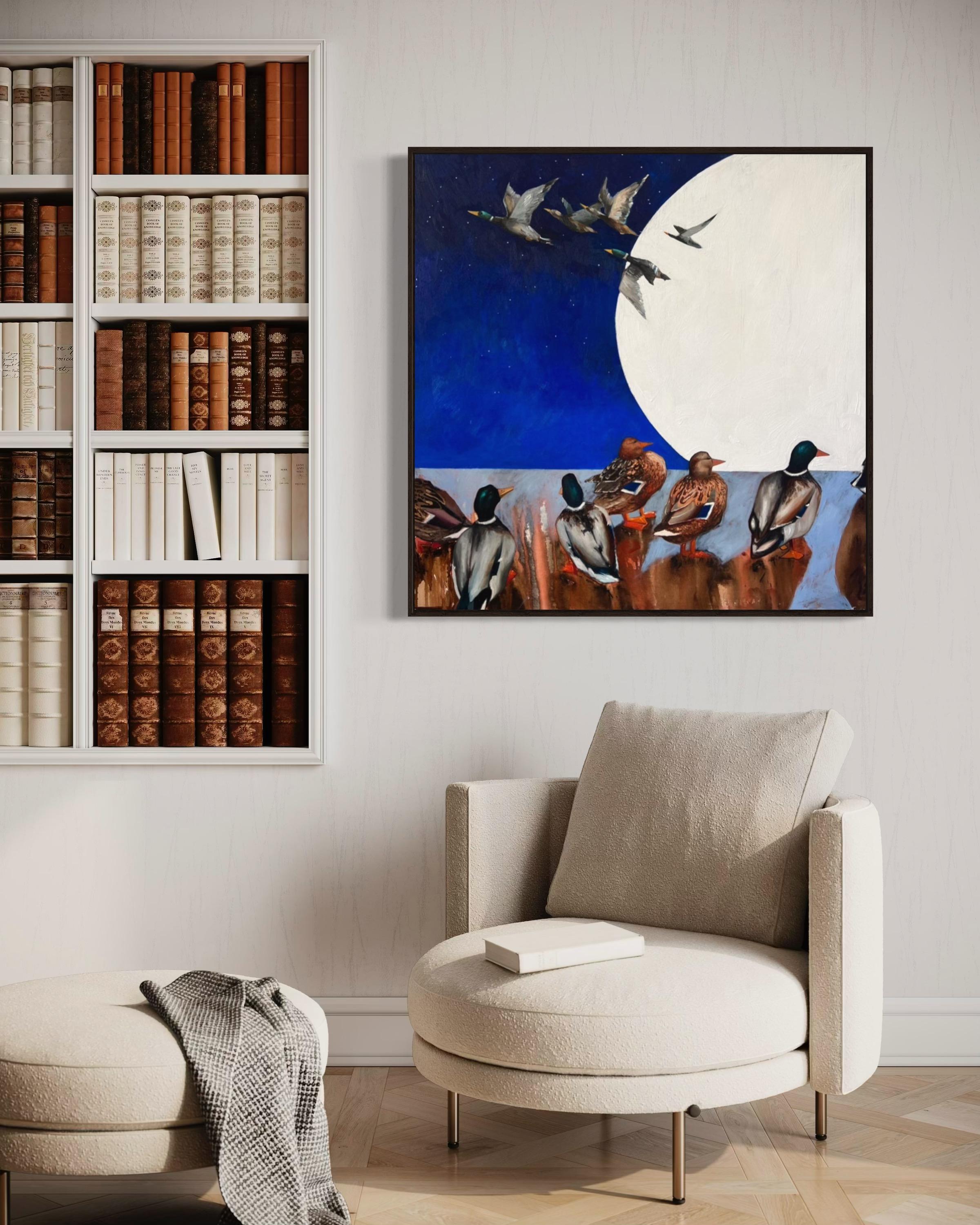 waxing moon, 100x100 cm, oil on canvas For Sale 2