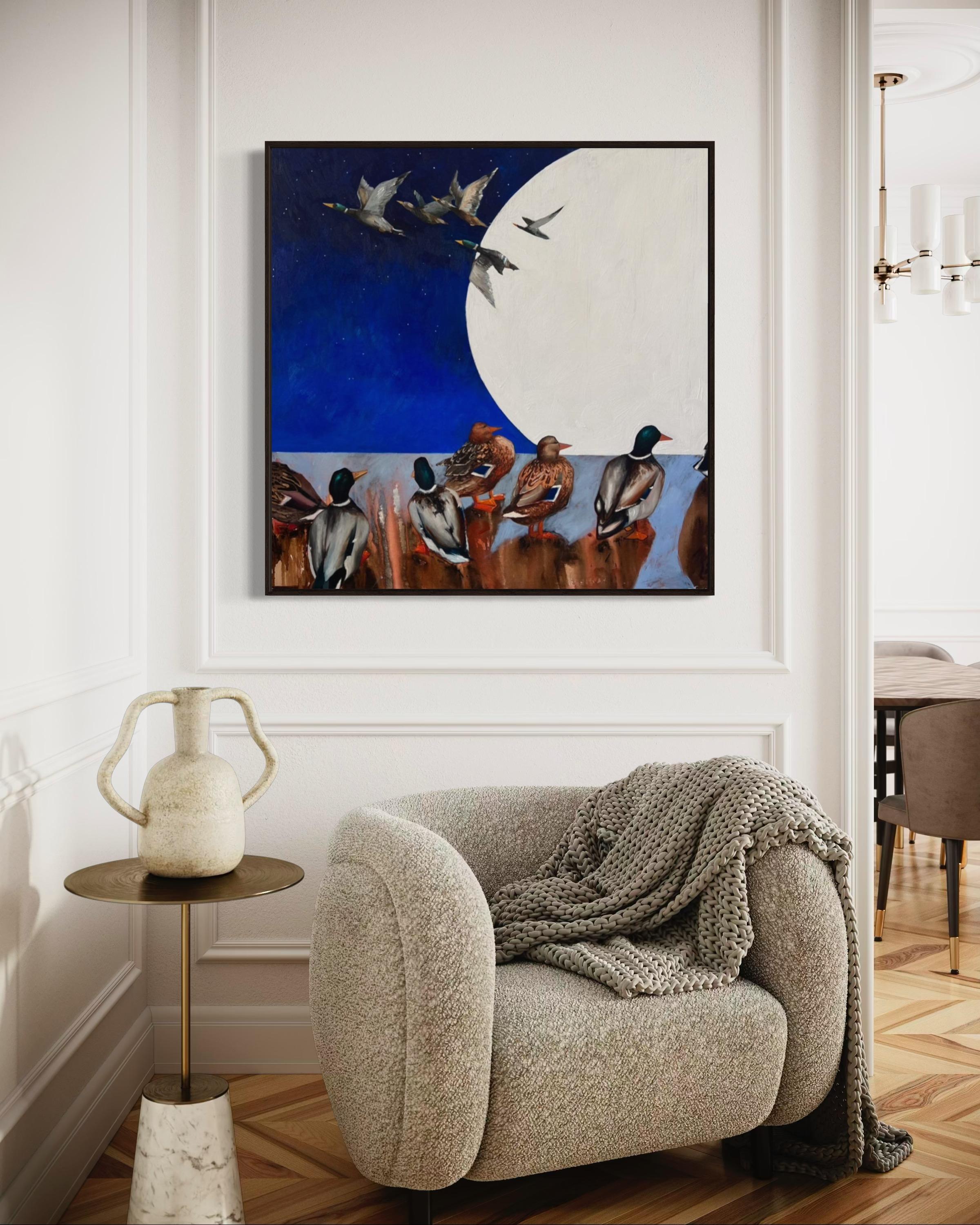 waxing moon, 100x100 cm, oil on canvas For Sale 3