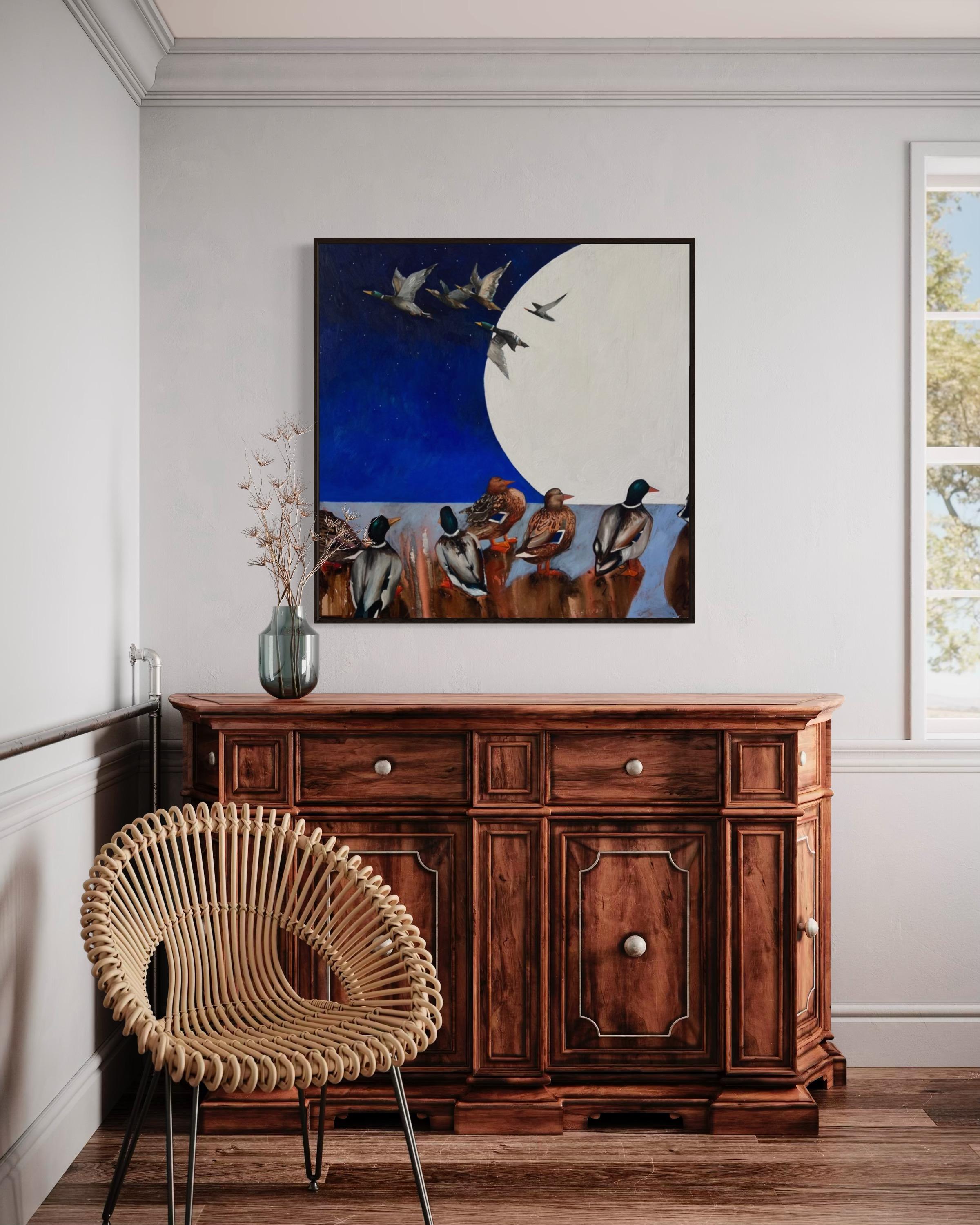 waxing moon, 100x100 cm, oil on canvas For Sale 1