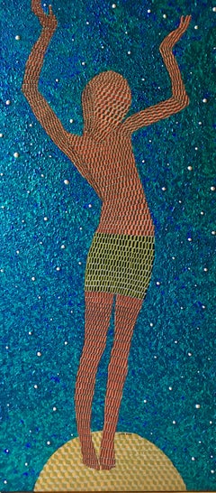 Ragazza su una palla, 120x60cm, acrilico su tela