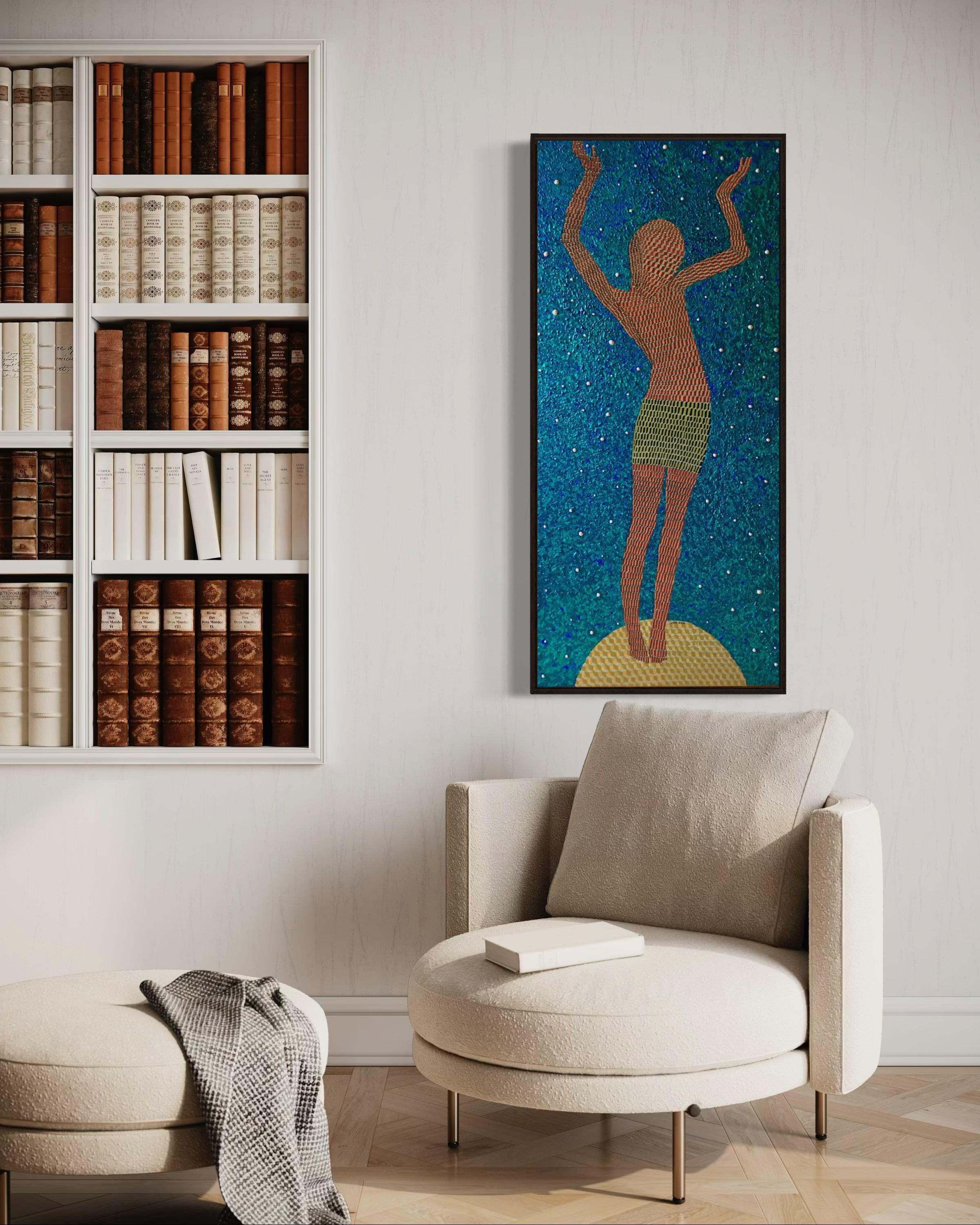 Chica sobre una pelota, 120x60cm, acrílico sobre lienzo - Art Contemporáneo de Ira Kub