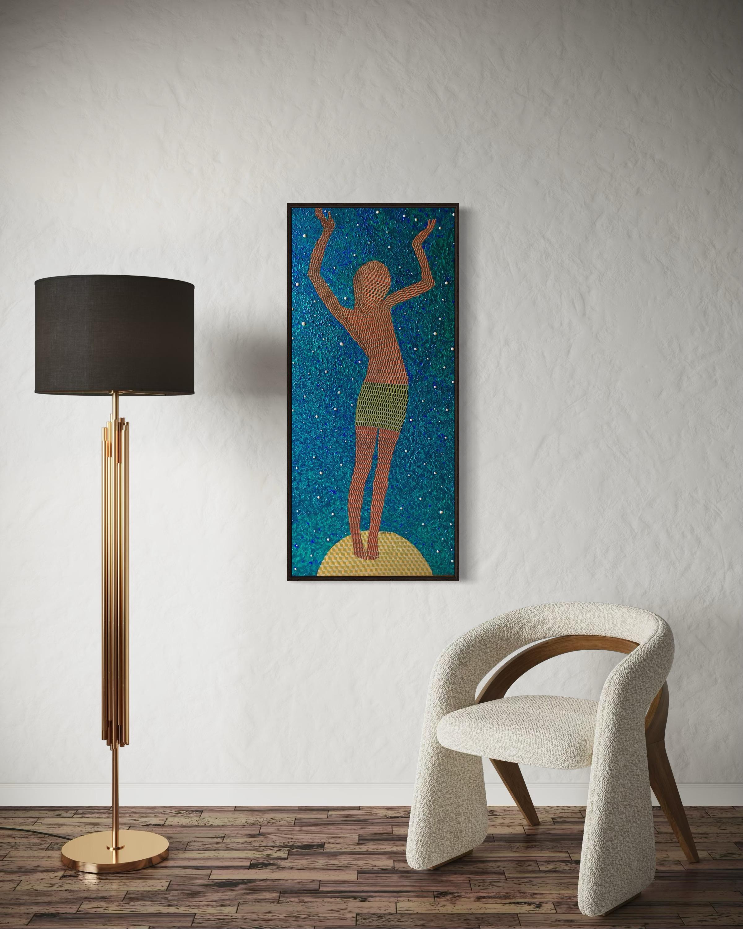 Chica sobre una pelota, 120x60cm, acrílico sobre lienzo en venta 2