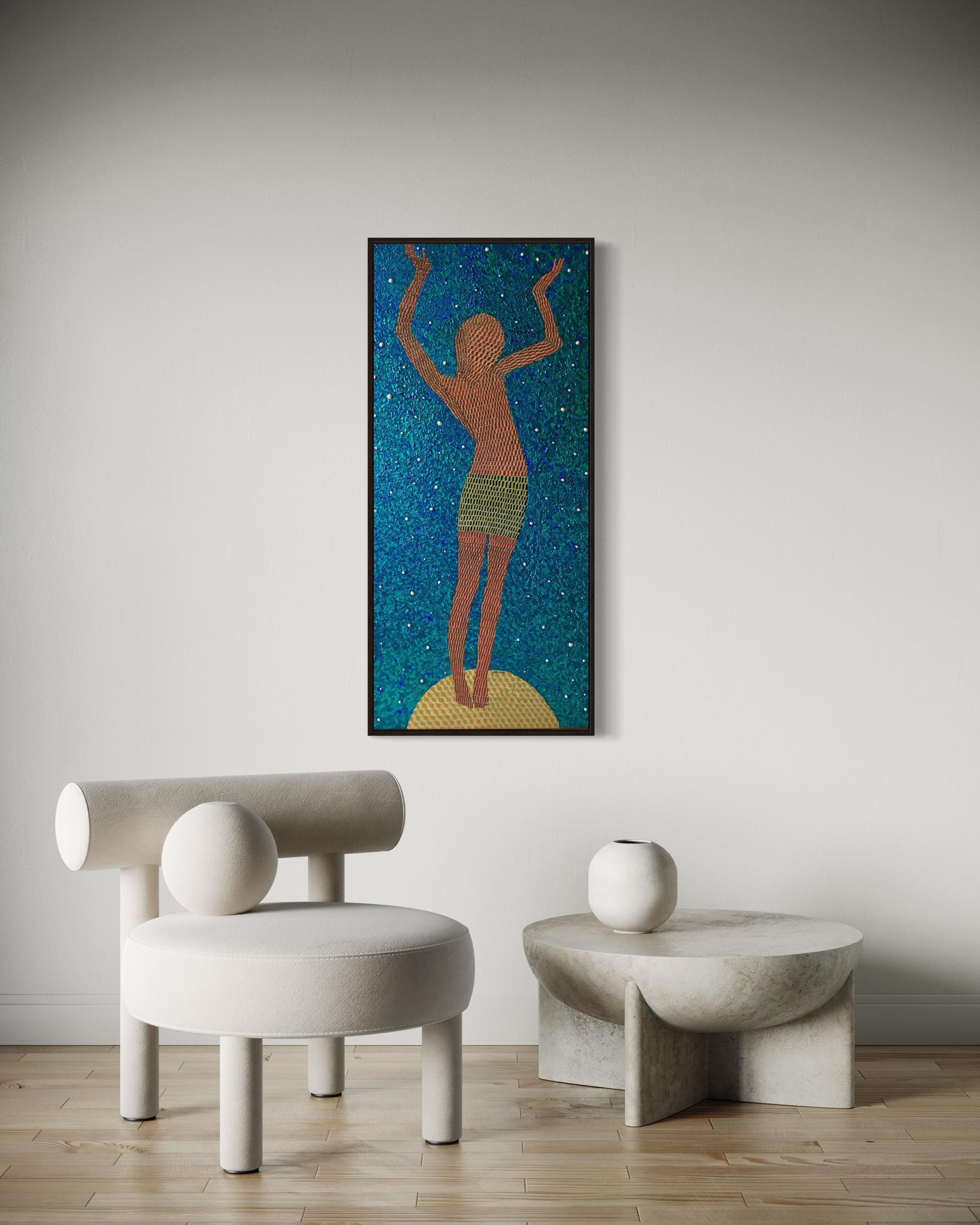 Chica sobre una pelota, 120x60cm, acrílico sobre lienzo en venta 3
