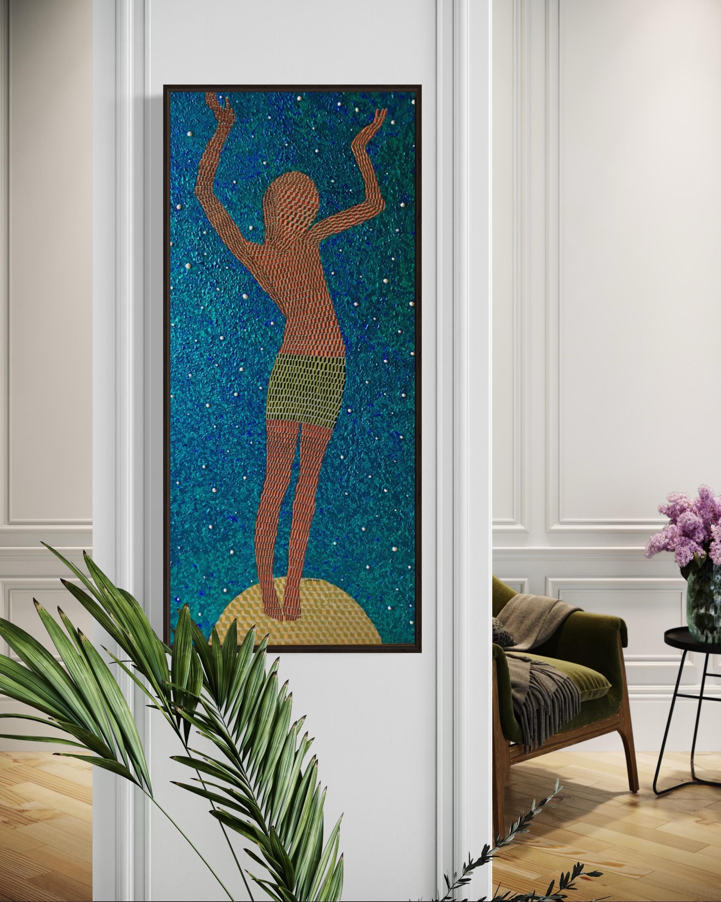 Chica sobre una pelota, 120x60cm, acrílico sobre lienzo en venta 4