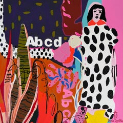 "O una ragazza o una visione" Tela, tecnica mista, 70x70cm
