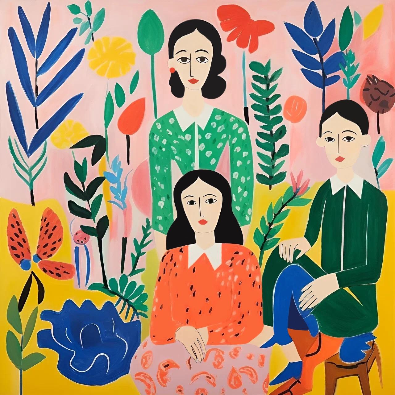 serie de grabados "Familia" , 50x50cm, impresión sobre lienzo.Edición 20 uds.