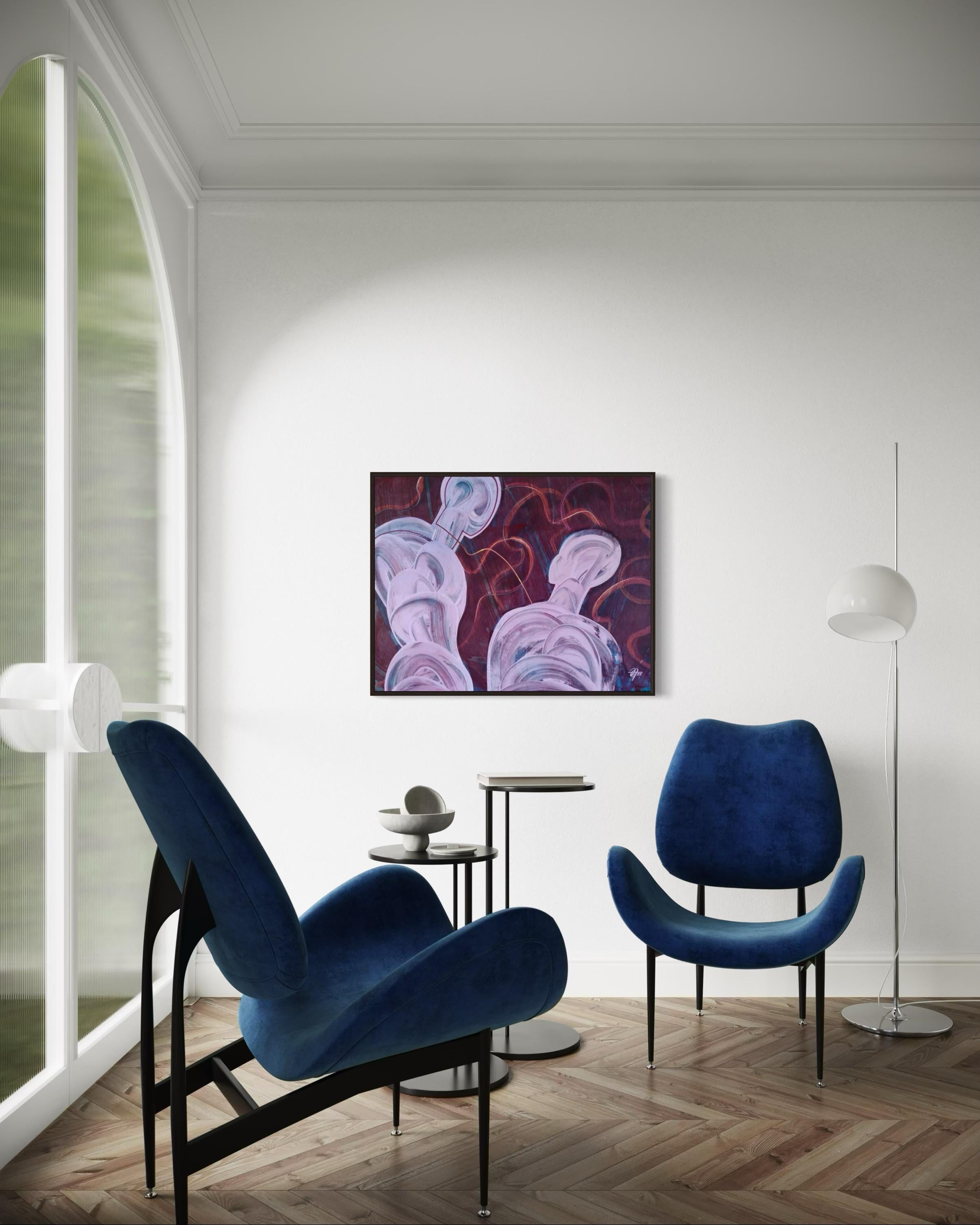 Contactos personales, 70x90cm, acrílico sobre lienzo - Painting Abstracto de Tatiana Nega