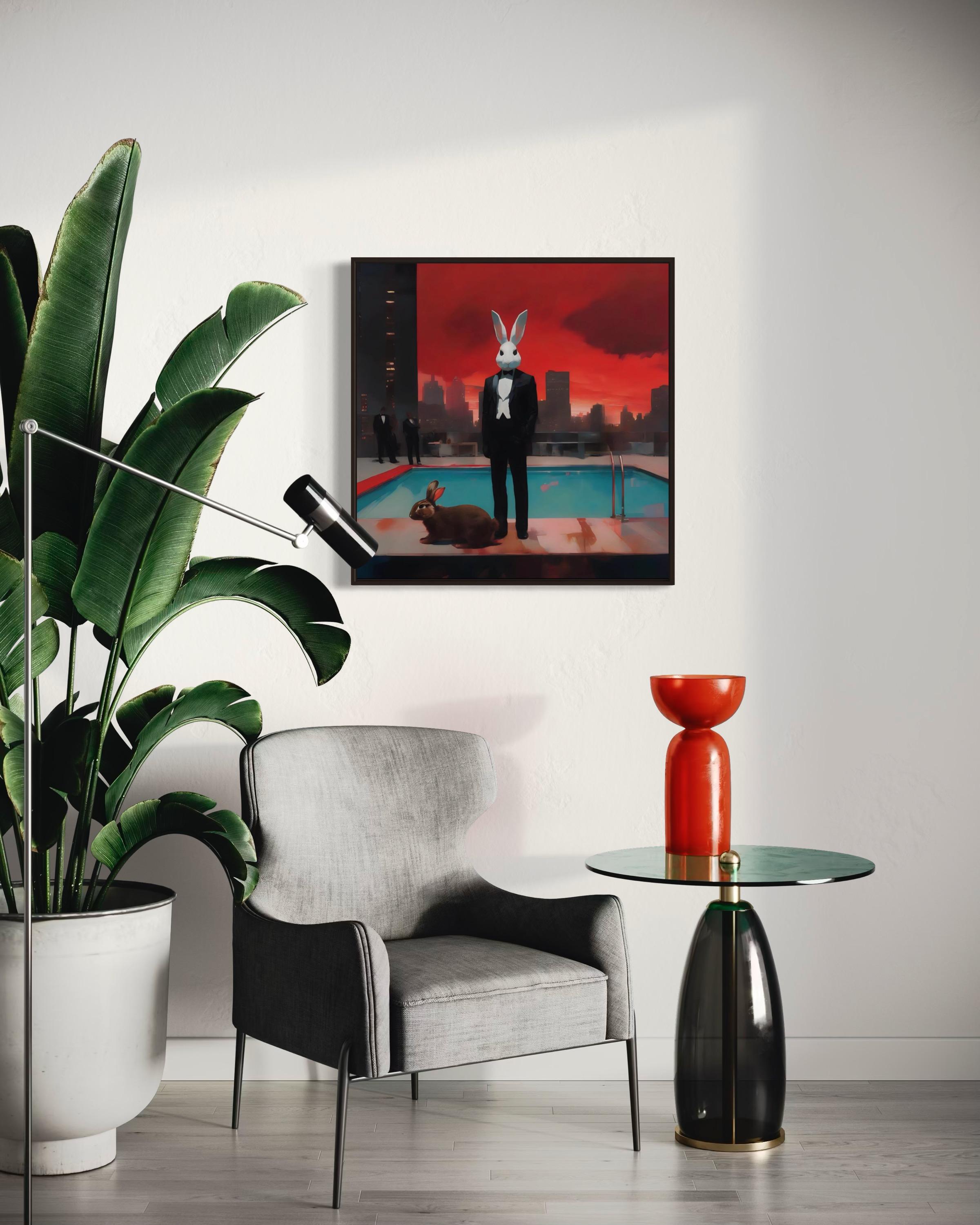 What mask are you wearing? 80x80cm, print on canvas.Edition of 20 pieces - Abstract Expressionist Print by Peter Simakov