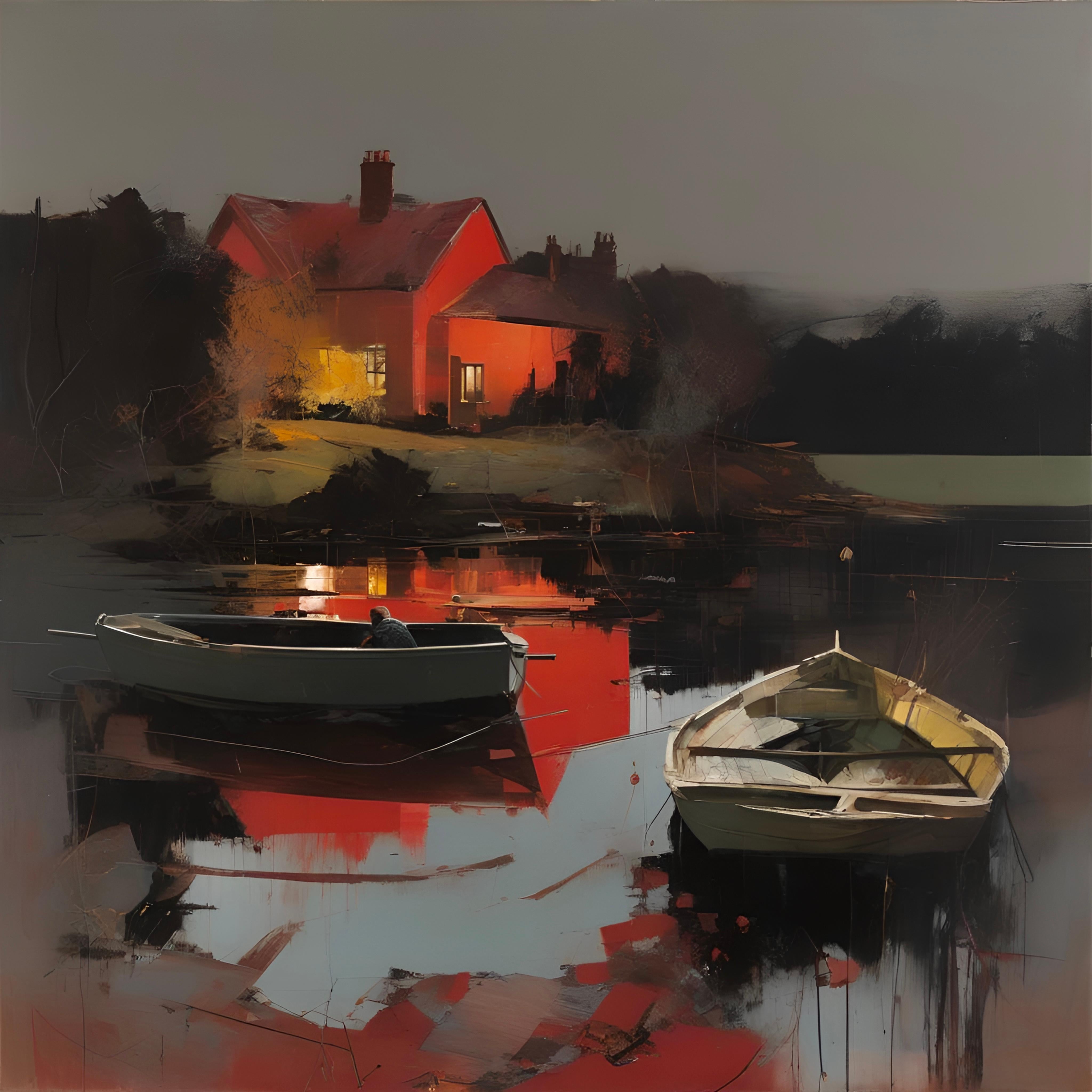 Casa del lago, 80х80cm, impresión sobre lienzo.Edición de 20 piezas