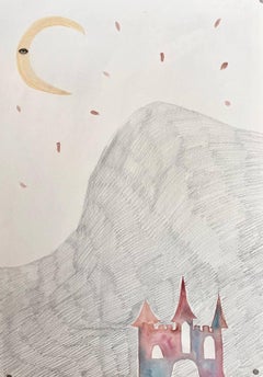 Castle, 40x30 cm, aquarelle, papier, crayon