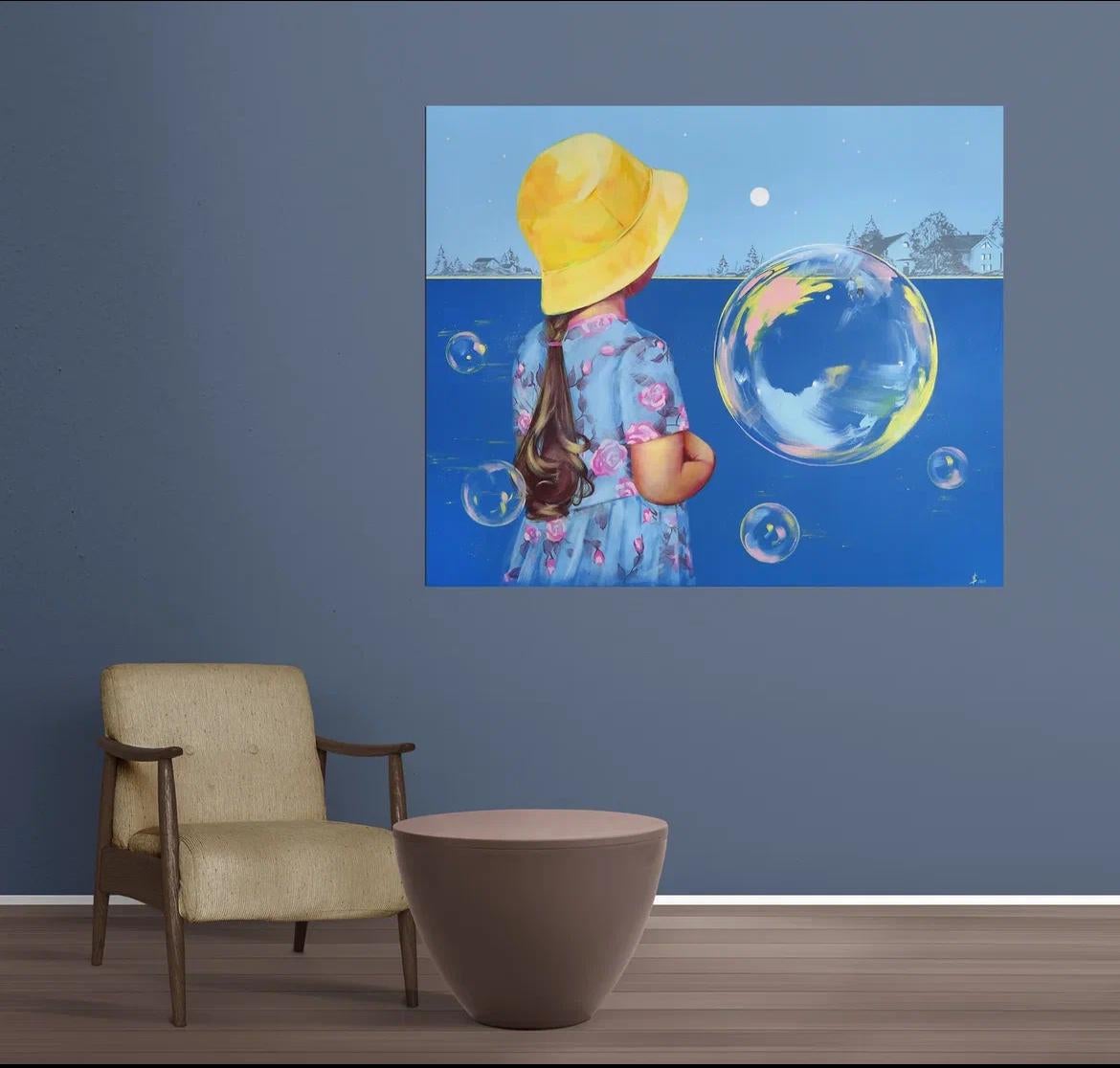 Atardecer en el pueblo, 100x120cm, lienzo, acrílico en venta 1