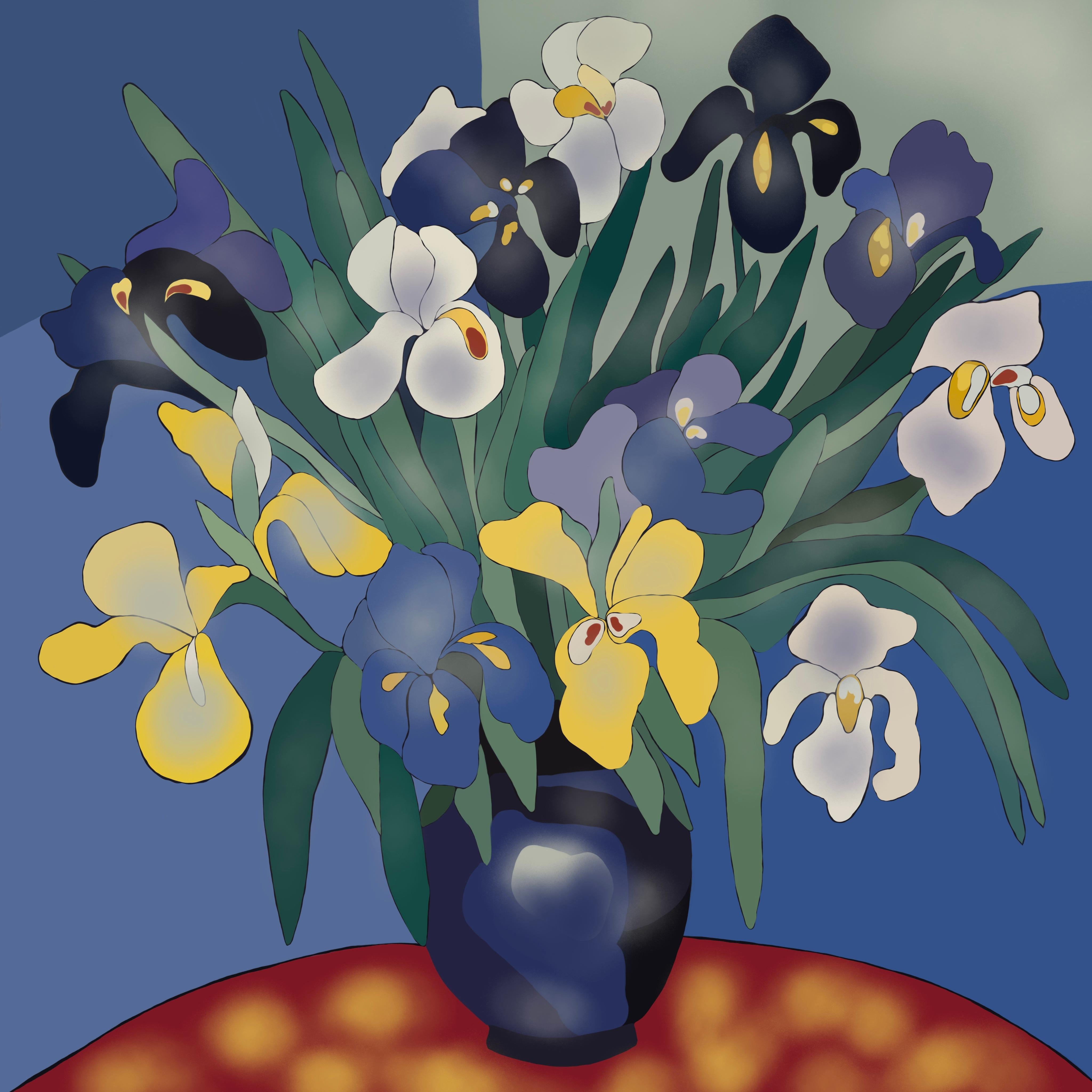 Bodegón con lirios , 70x70cm, impresión sobre lienzo.Edición 20 uds. - Art de Nina Tsoriti
