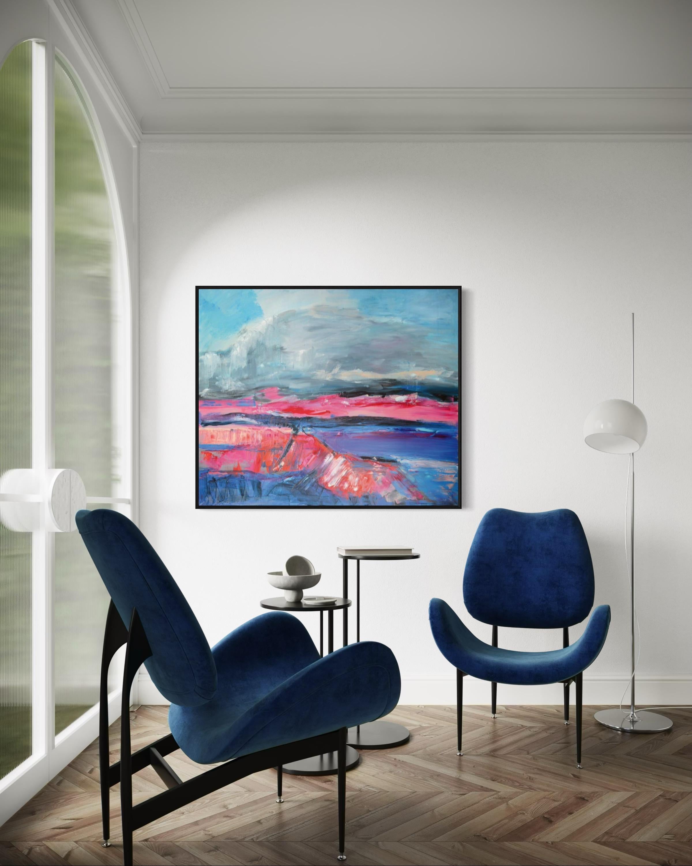 Vulcano, 100x120 cm, olio, tela - Landscape Painting Grigio di Alexandra Lisina