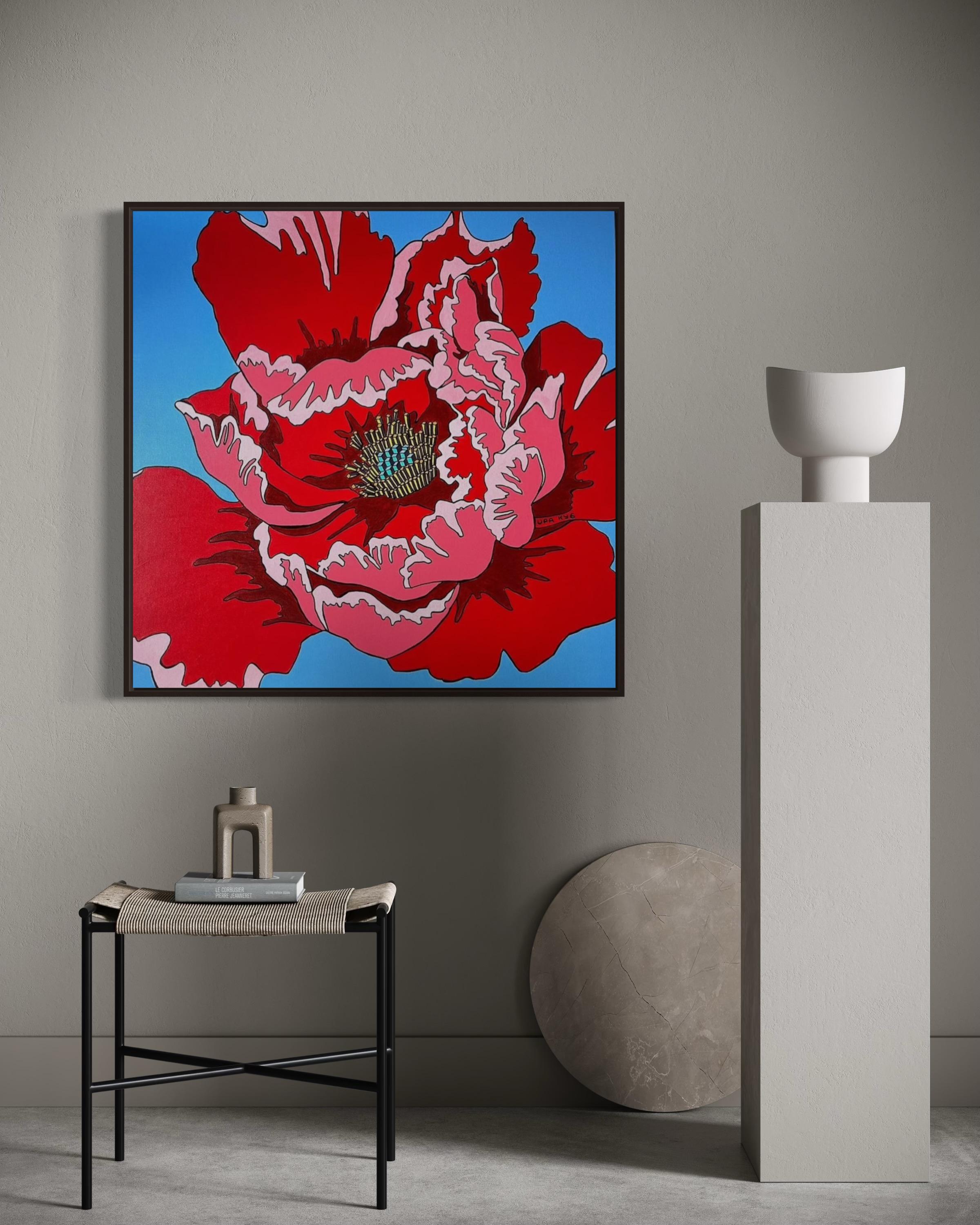 Amapola roja, 80x80cm, acrílico sobre lienzo en venta 2