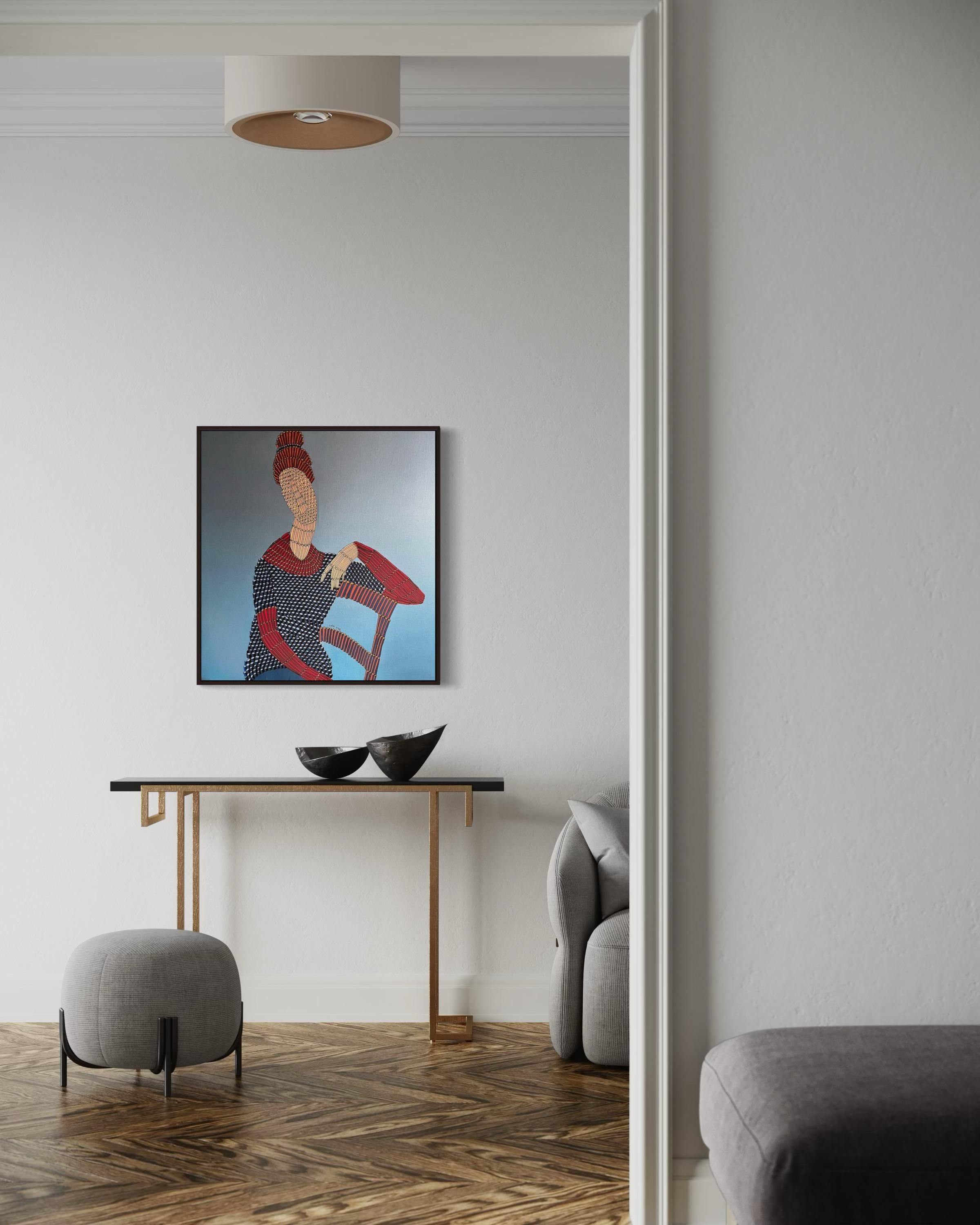Ritratto della moglie dell'artista, 80x80cm, acrilico su tela in vendita 2