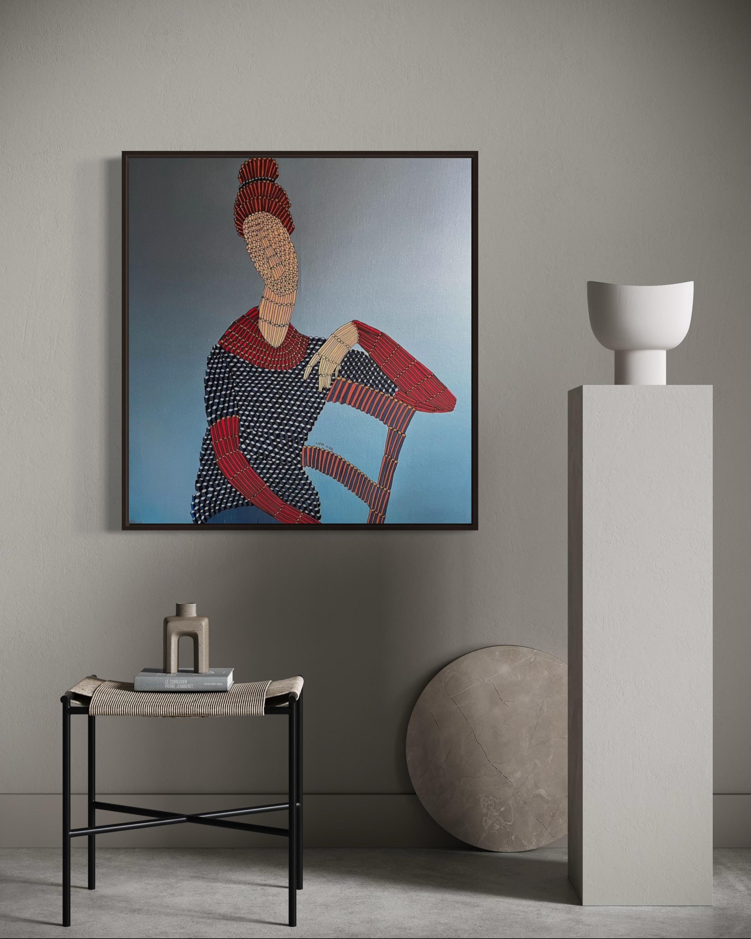 Ritratto della moglie dell'artista, 80x80cm, acrilico su tela in vendita 3
