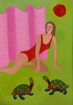 El sol y las tortugas, 100x70 cm, acrílico sobre lienzo, pastel