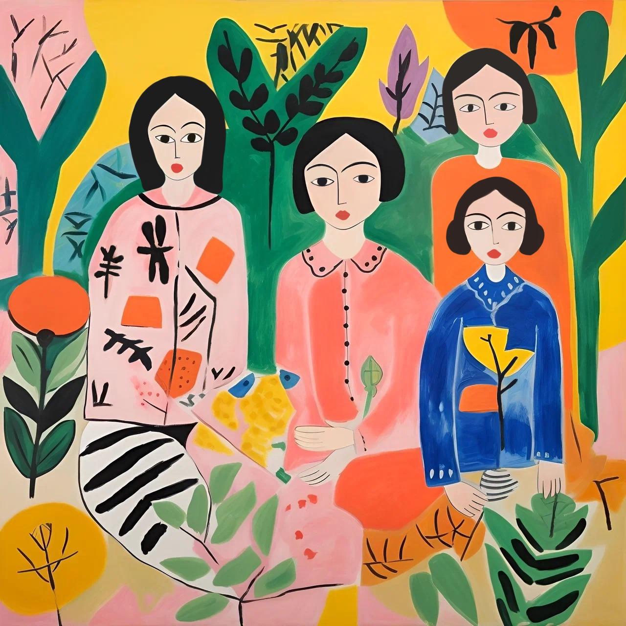 Serie von Druckgrafiken „Family“, 50x50cm, Druck auf Leinwand. Auflage 20 Teile. – Print von Nina Tsoriti