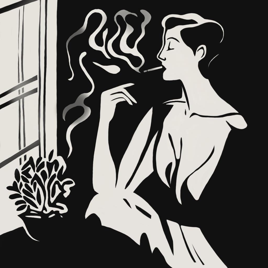 Fumando , 50x50cm, impresión sobre lienzo.Edición 20 uds. - Art de Nina Tsoriti
