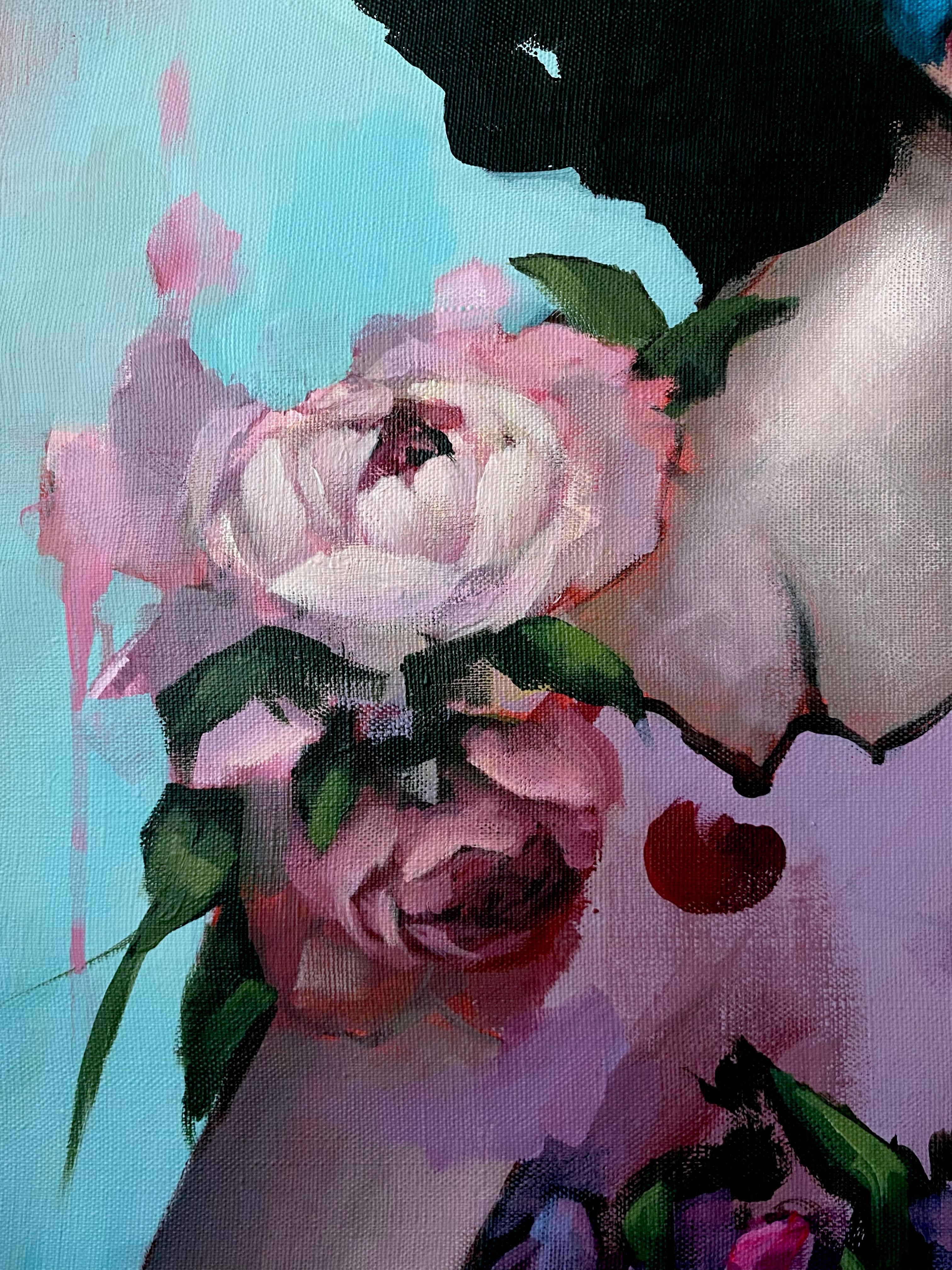 Última noche de promesas floridas, 80x60cm, acrílico, lienzo en venta 3