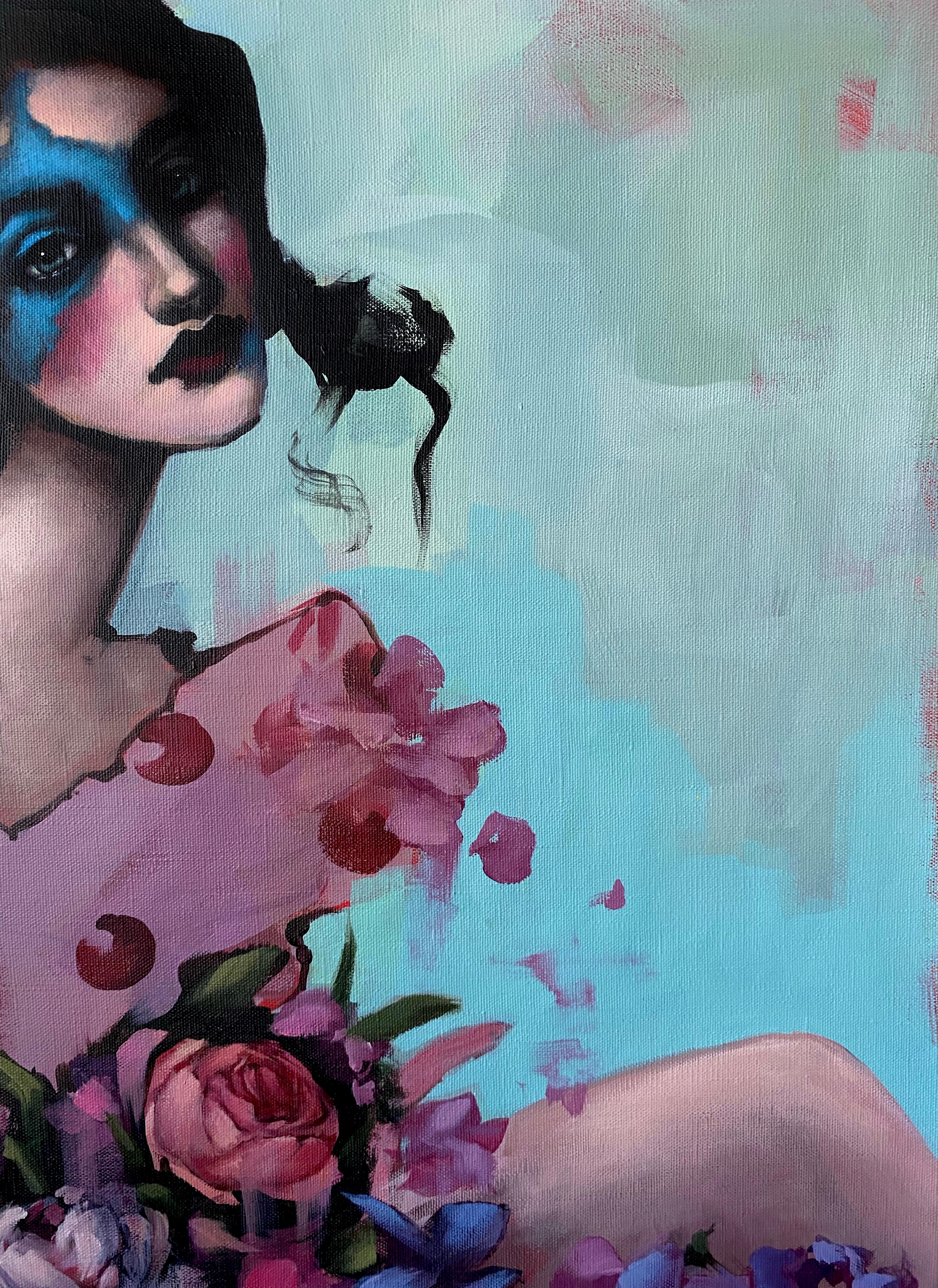 Última noche de promesas floridas, 80x60cm, acrílico, lienzo en venta 4