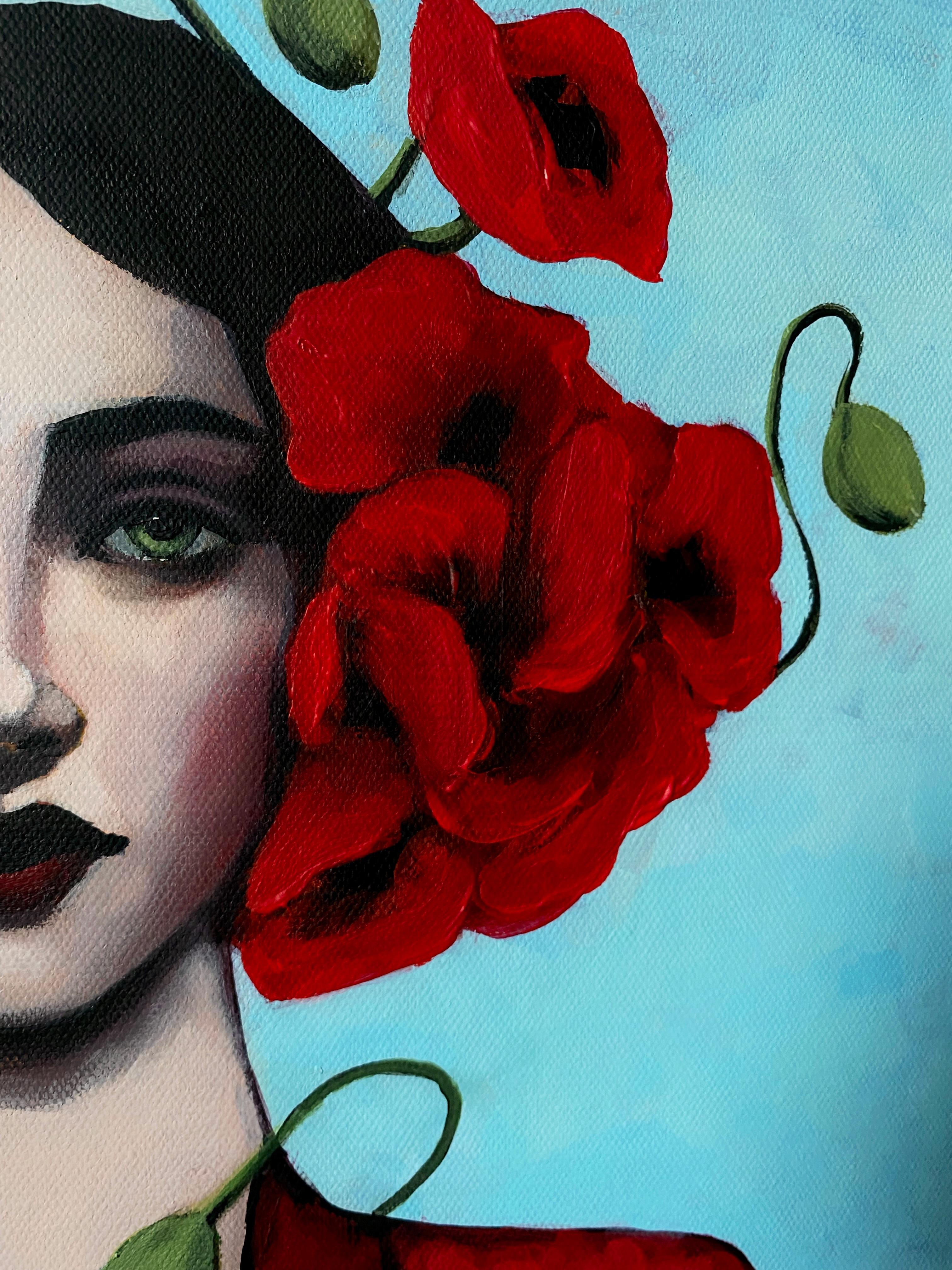 Marcher sur un champ de coquelicots en fleurs, 80x60cm