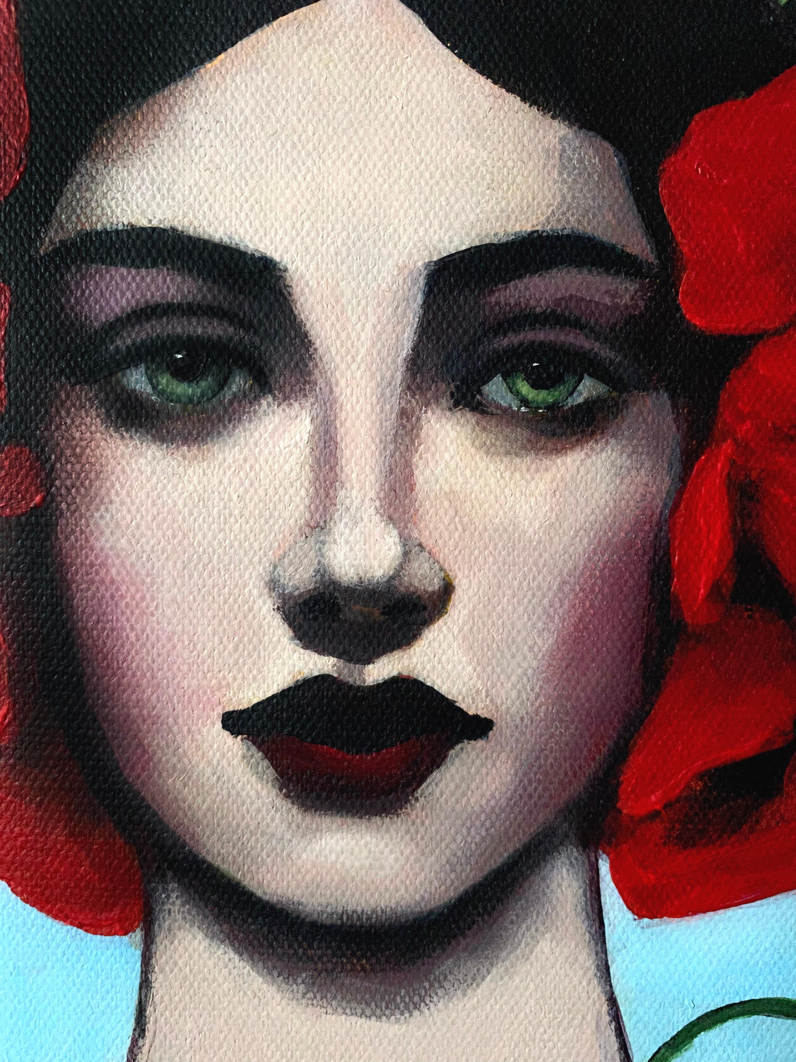Stepping on a field of blooming poppies , 80 x 60 cm, acrylique, toile en vente 4