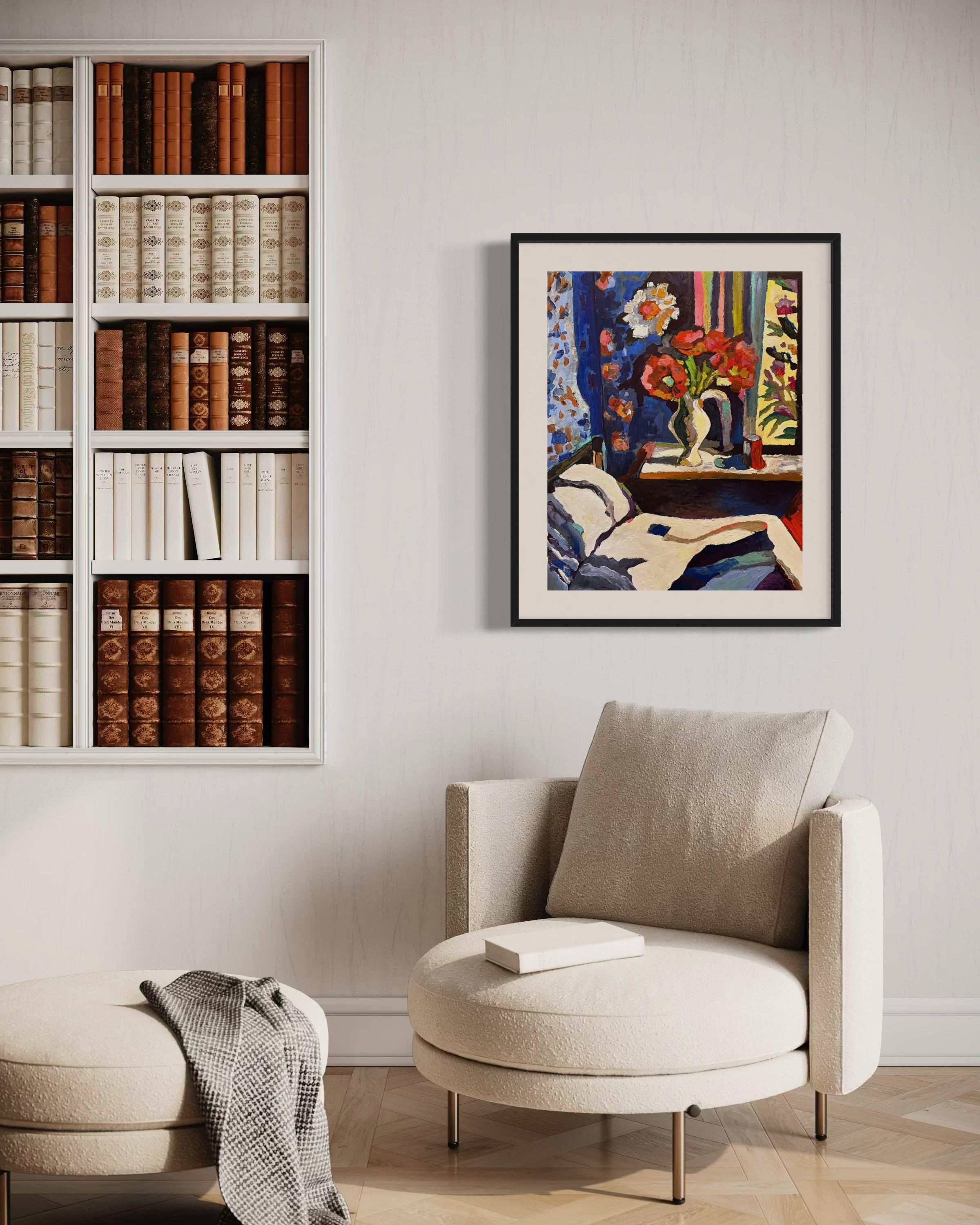 « Avant le coucher, papier/huile, 70x50 cm. en vente 1