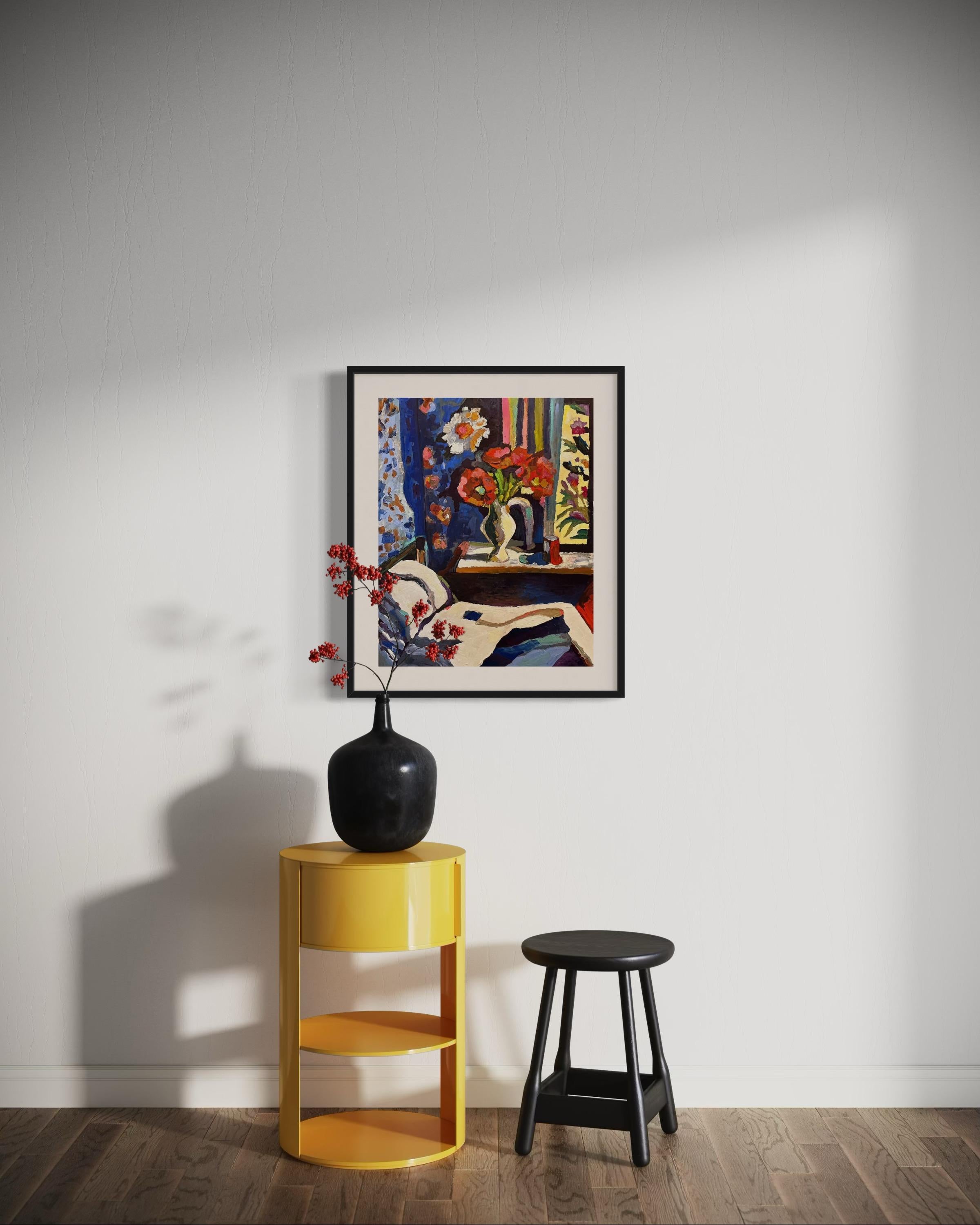 « Avant le coucher, papier/huile, 70x50 cm. en vente 4