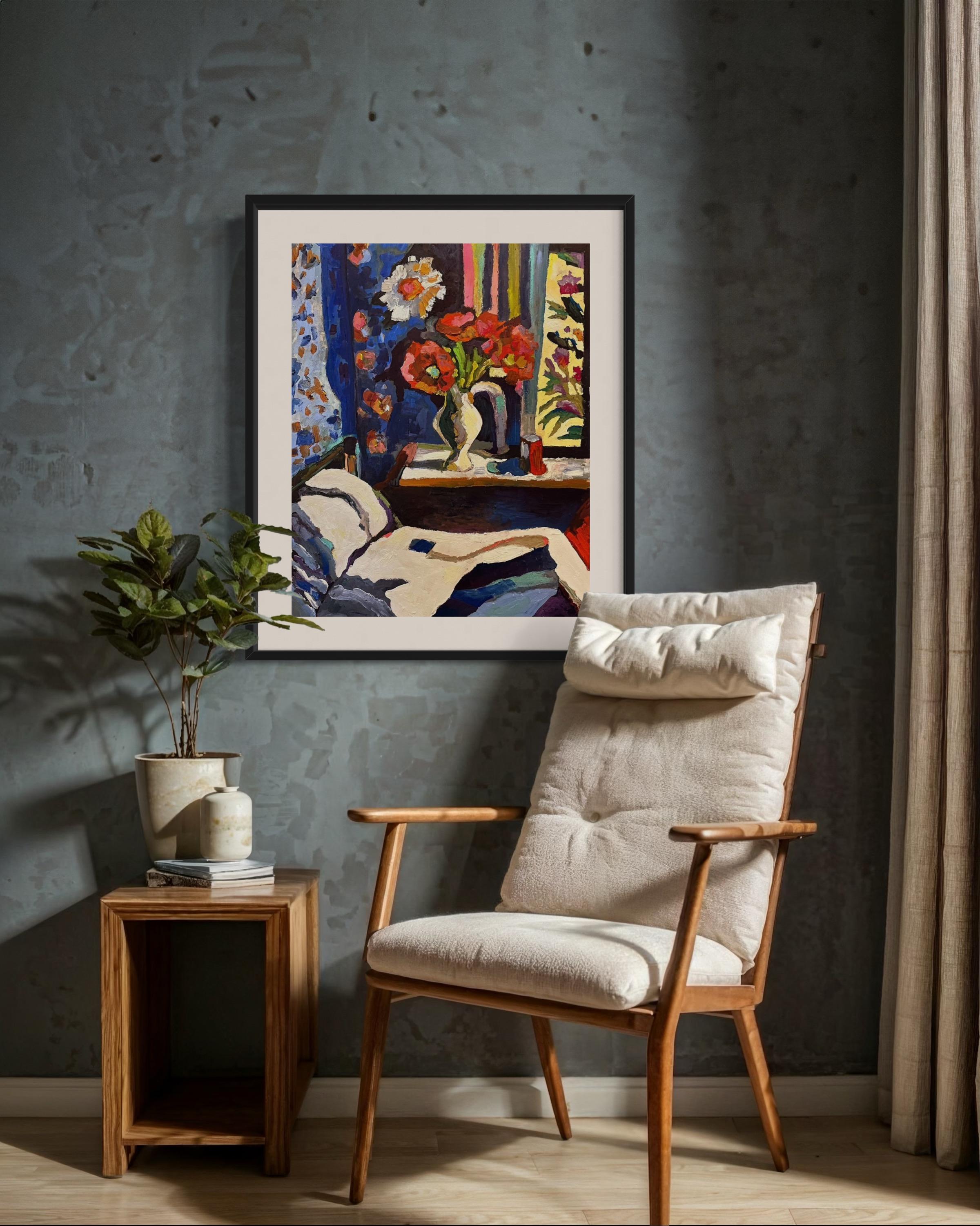 « Avant le coucher, papier/huile, 70x50 cm. en vente 5