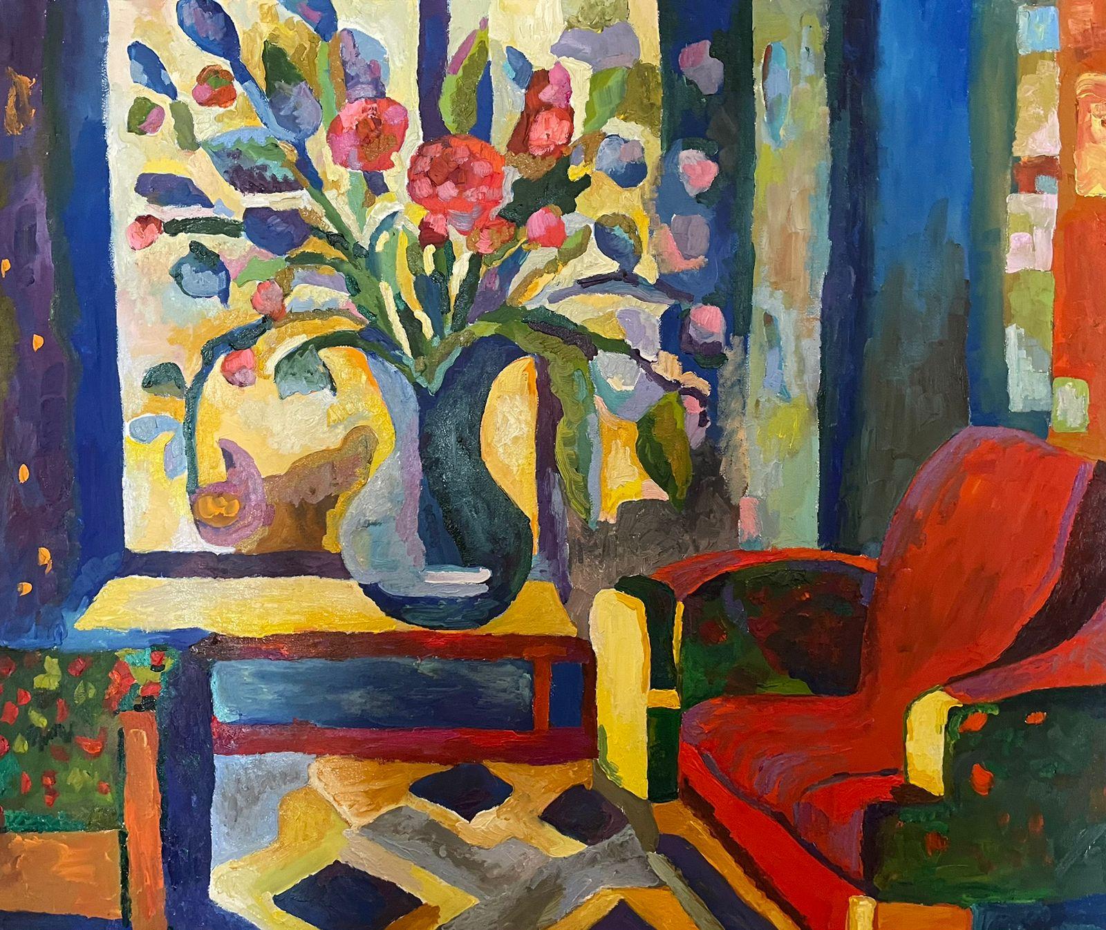 "Sofá rojo", papel/óleo, 50x60 cm.