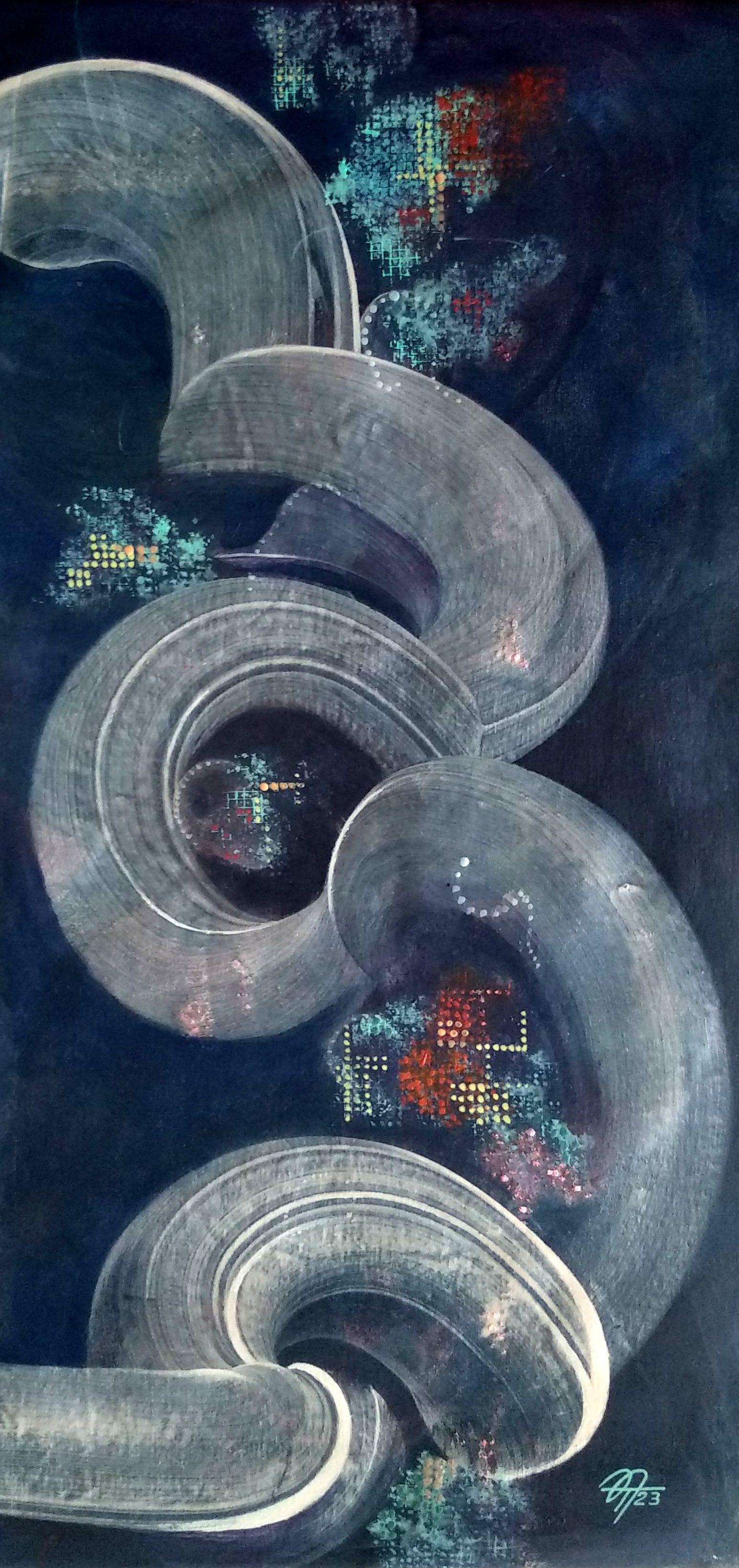 universo híbrido 2, 100x45cm, acrílico sobre lienzo - Art de Tatiana Nega