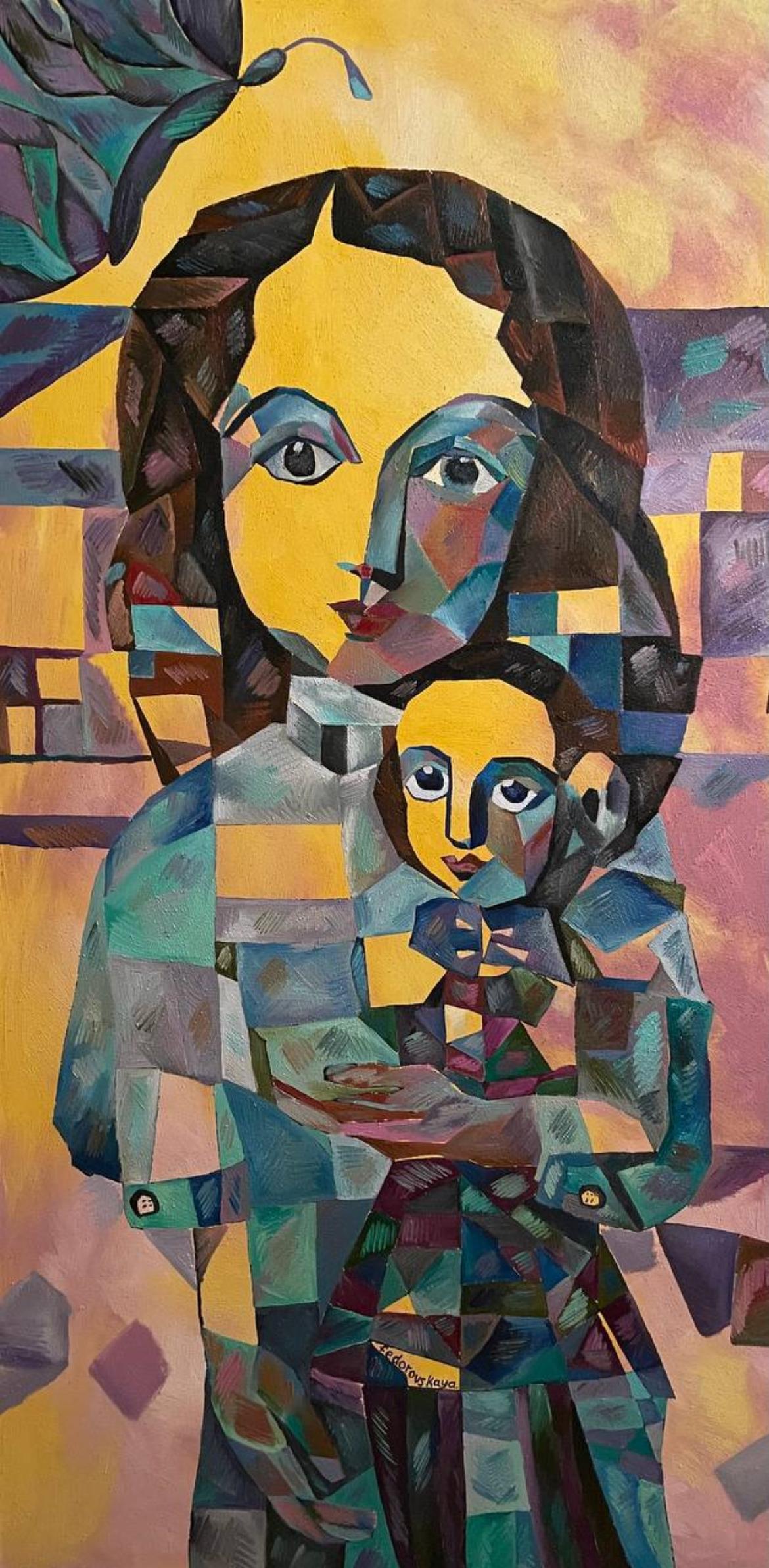 Maria e Yeshua, 200x100 cm, Olio/tela/sabbia