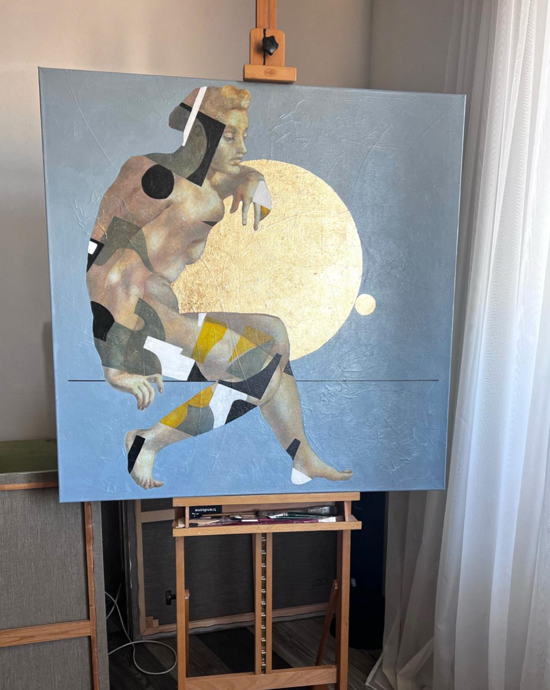 Achille, 100x100cm, acrilico su tela - Painting di Olga Rikun