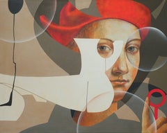 Boy in a red beret. 80x100cm, acrylique sur toile