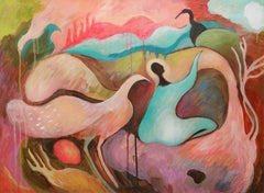 Alimentar a los pájaros, 60x80cm, acrílico sobre lienzo