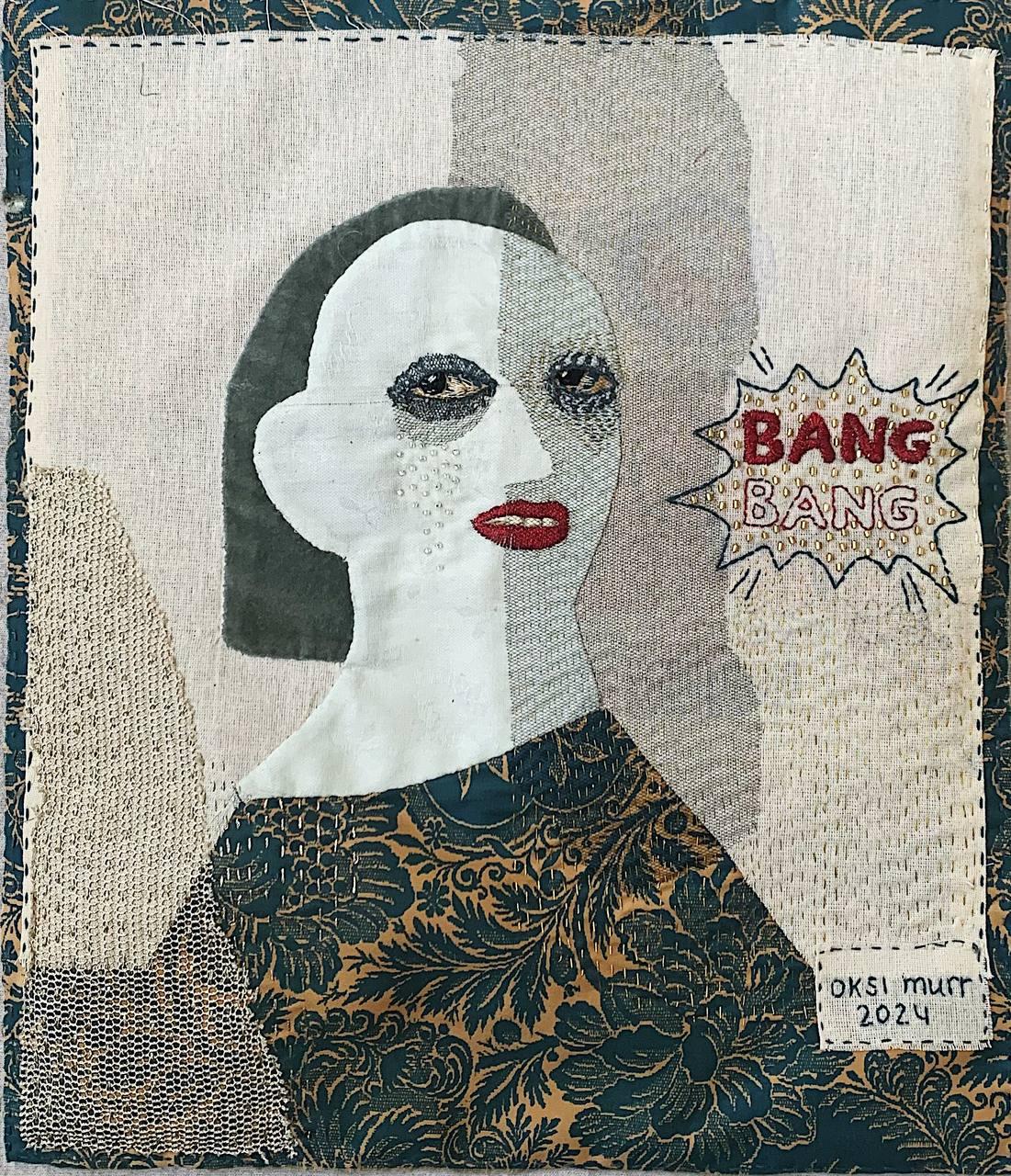 Cuadro blando "Bang bang", 2024 Textil 35x45cm, bordado - Art de Oksana Muratova