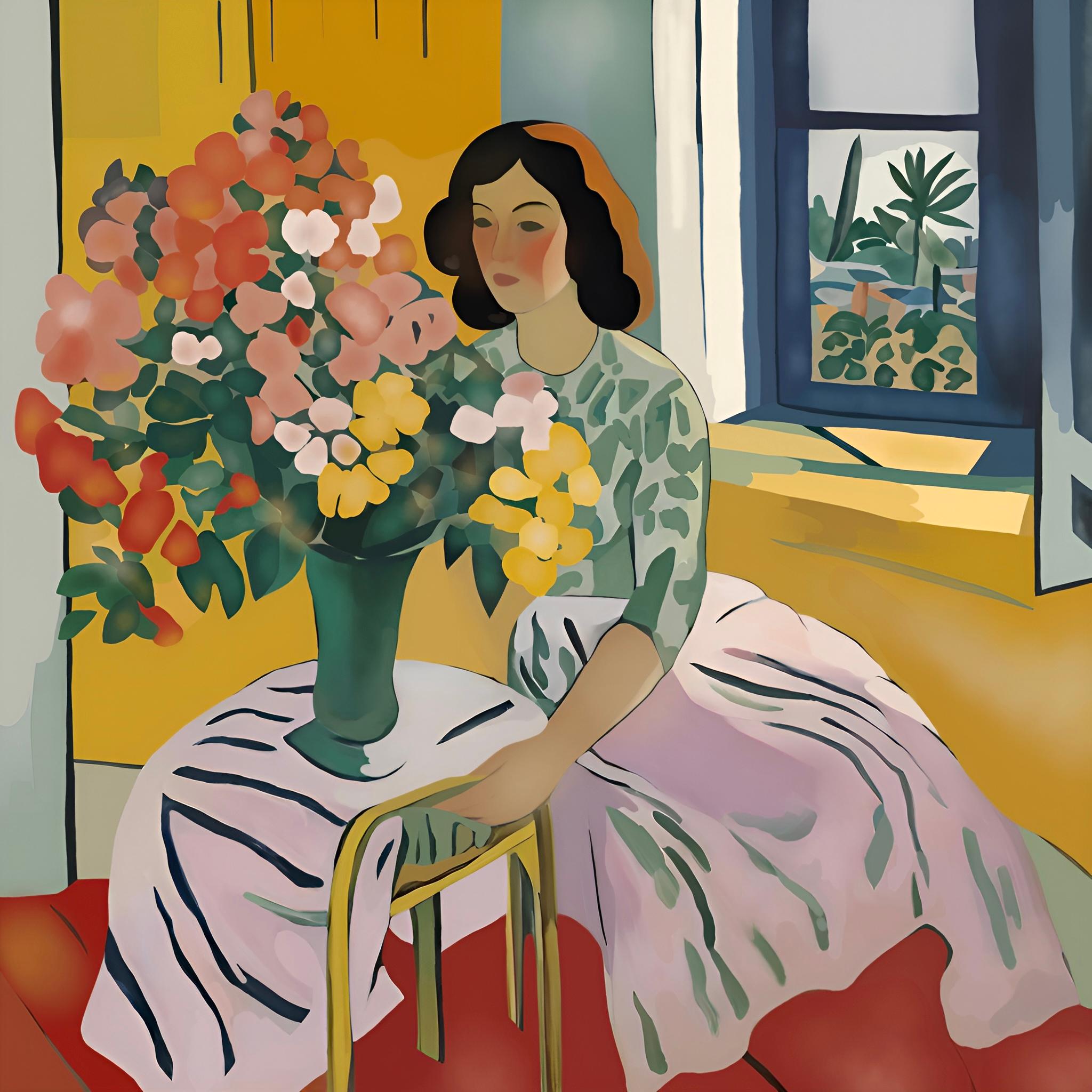 Bouquet per la tua amata, 70x70cm, stampa su tela.Edizione 20 pezzi. - Art di Nina Tsoriti