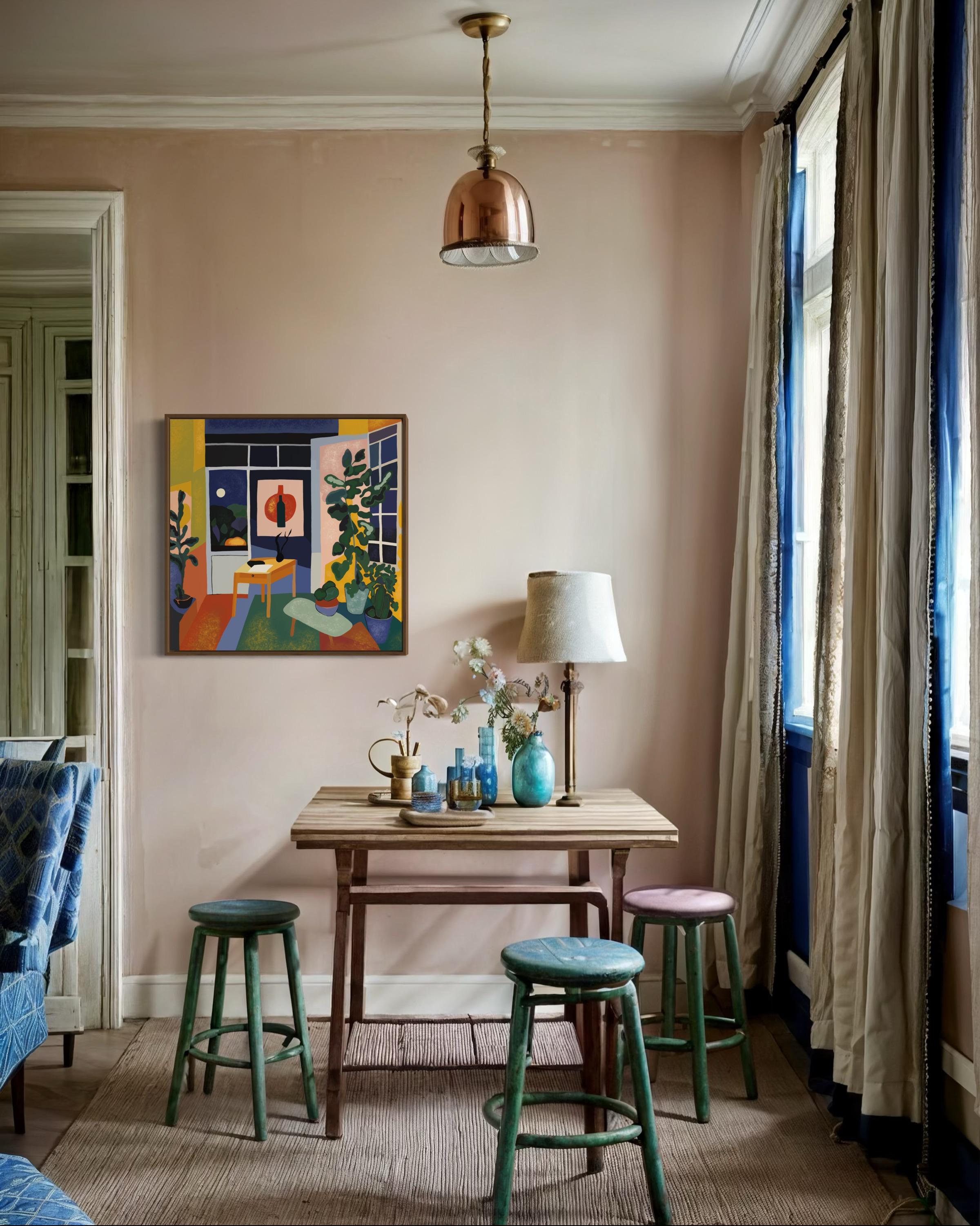 Künstlerraum, 70x70cm, Druck auf Leinwand. Auflage 20 Teile. im Angebot 1