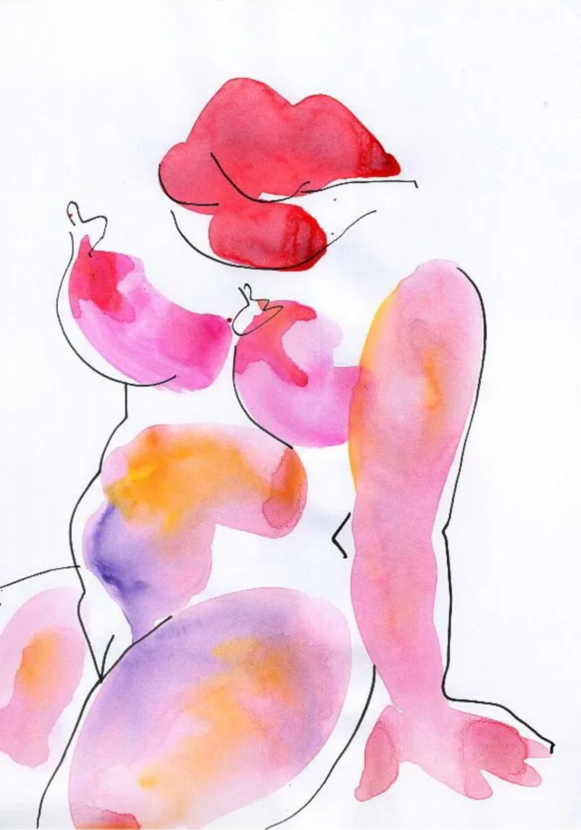 Vacacionista, 29,7 x 21 cm, Papel/Acuarela - Art de Tasya Vasilkova