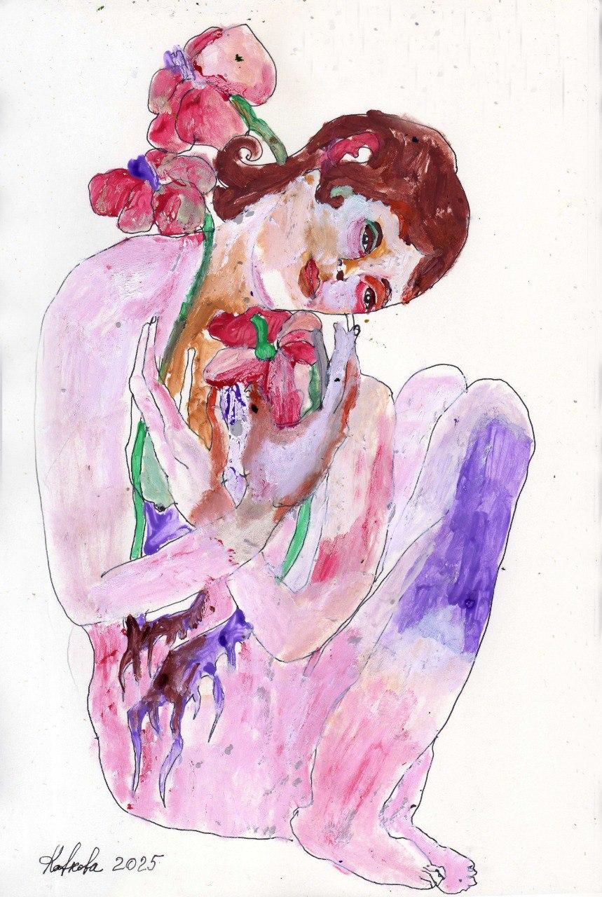 Amore, 29x21 cm, acquerello, carta - Painting di Tonya Katkova