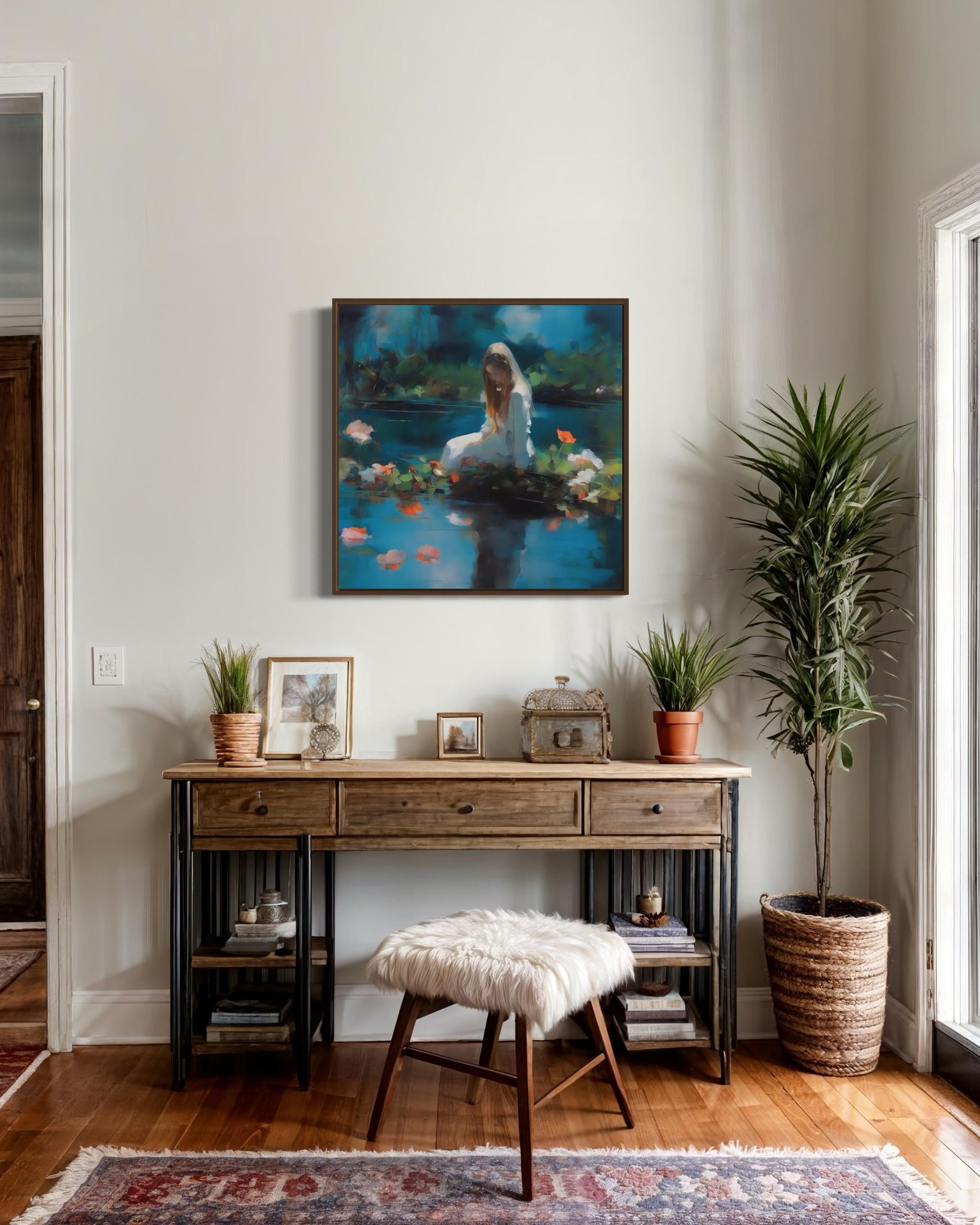 Pond, 70x70cm, print on canvas.Edition of 20 pieces - Abstract Expressionist Print by Peter Simakov