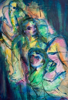 Parlando fino a mezzanotte, 78x54cm, acrilico/carta/pastello