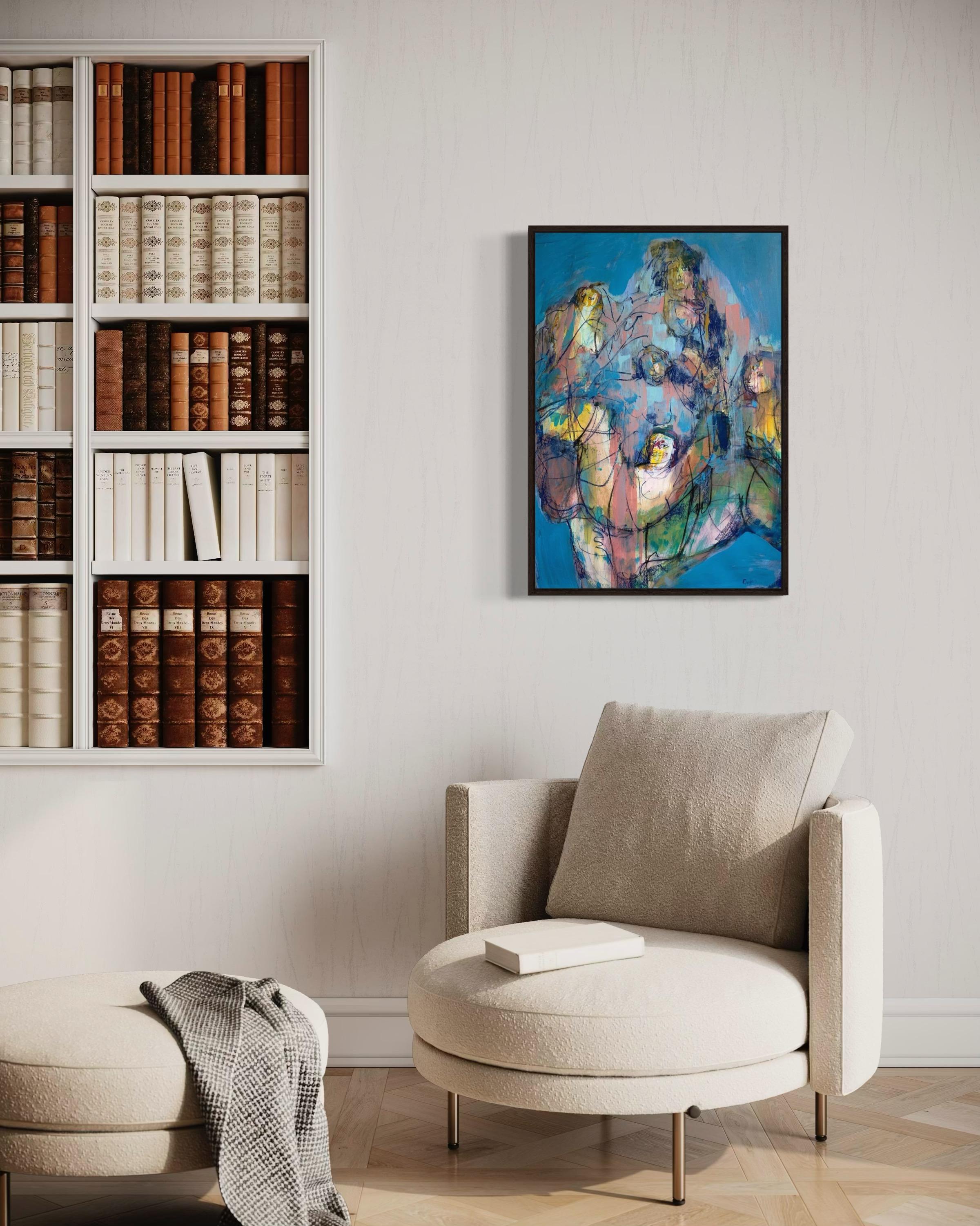 Catch a deer, 78 x54 cm, acrylique, papier en vente 3