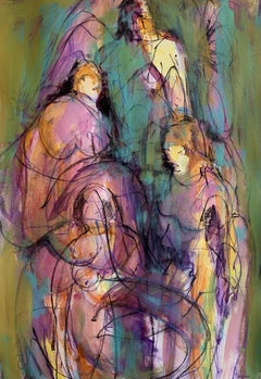 Nella folla, 78x54cm, acrilico, carta