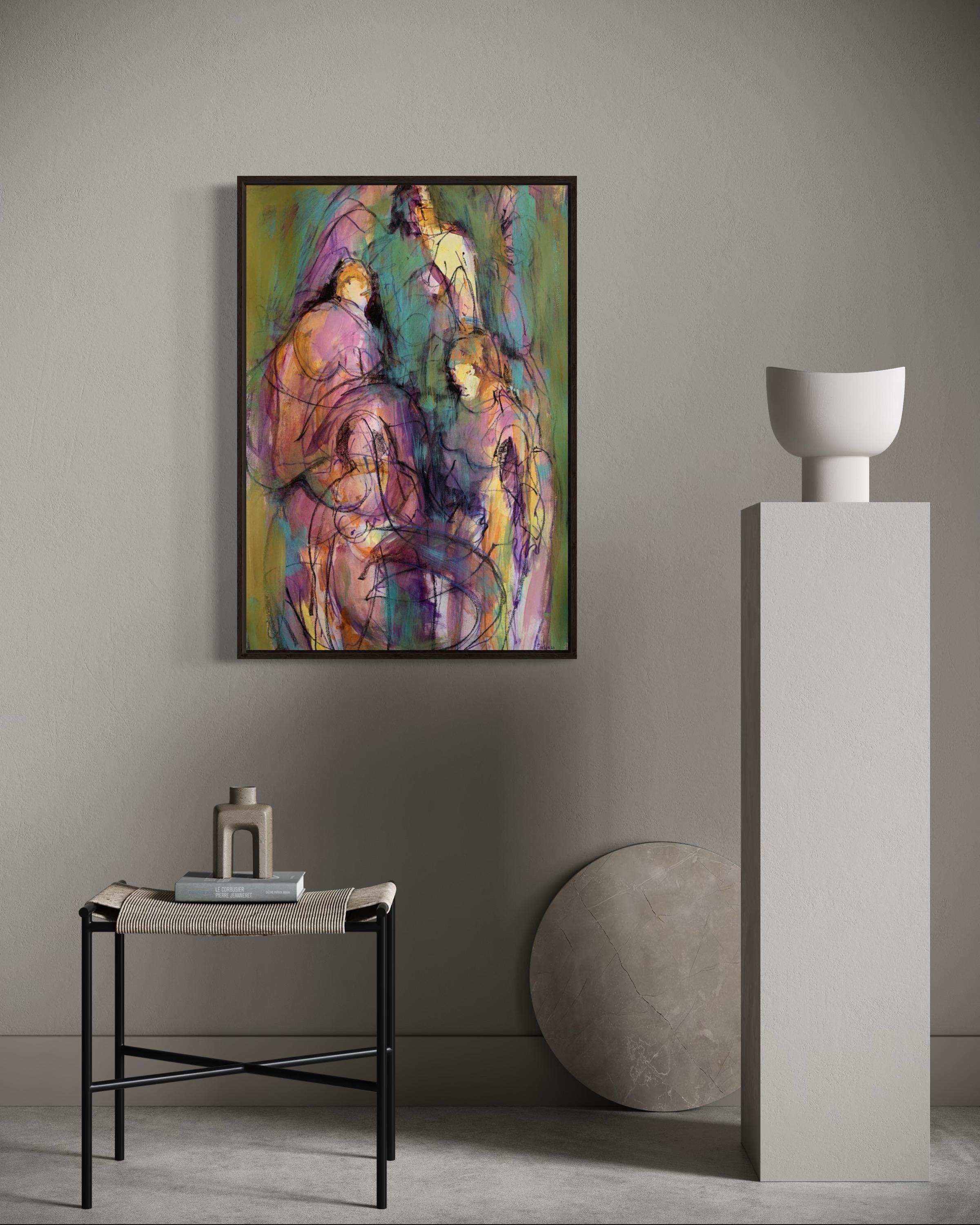 In crowd, 78x54cm, Acryl, Papier im Angebot 2