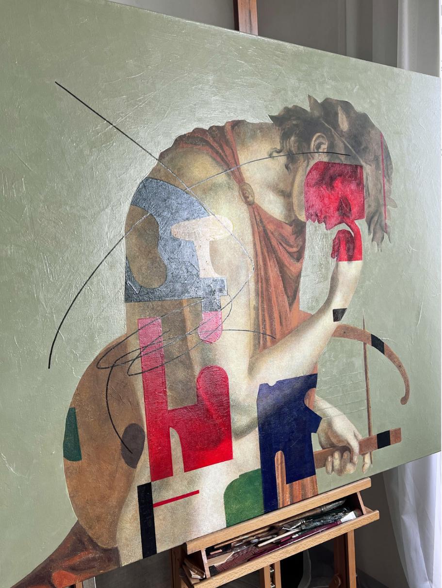 Orfeo, 100x130cm, acrílico sobre lienzo - Figurative Painting Marrón de Olga Rikun