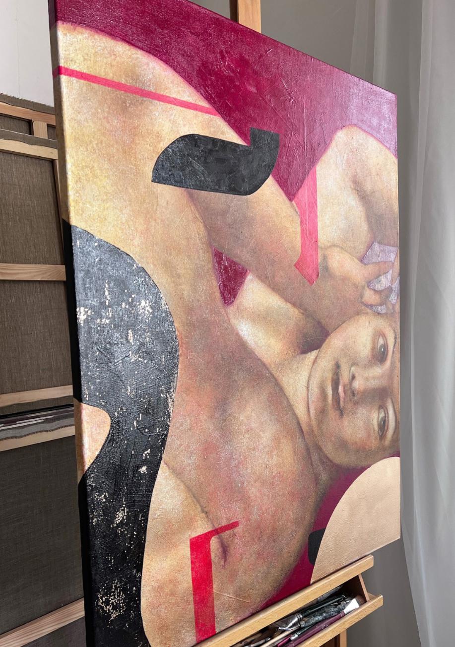 Día de Venus, 90x70cm, acrílico sobre lienzo - Figurative Painting Marrón de Olga Rikun