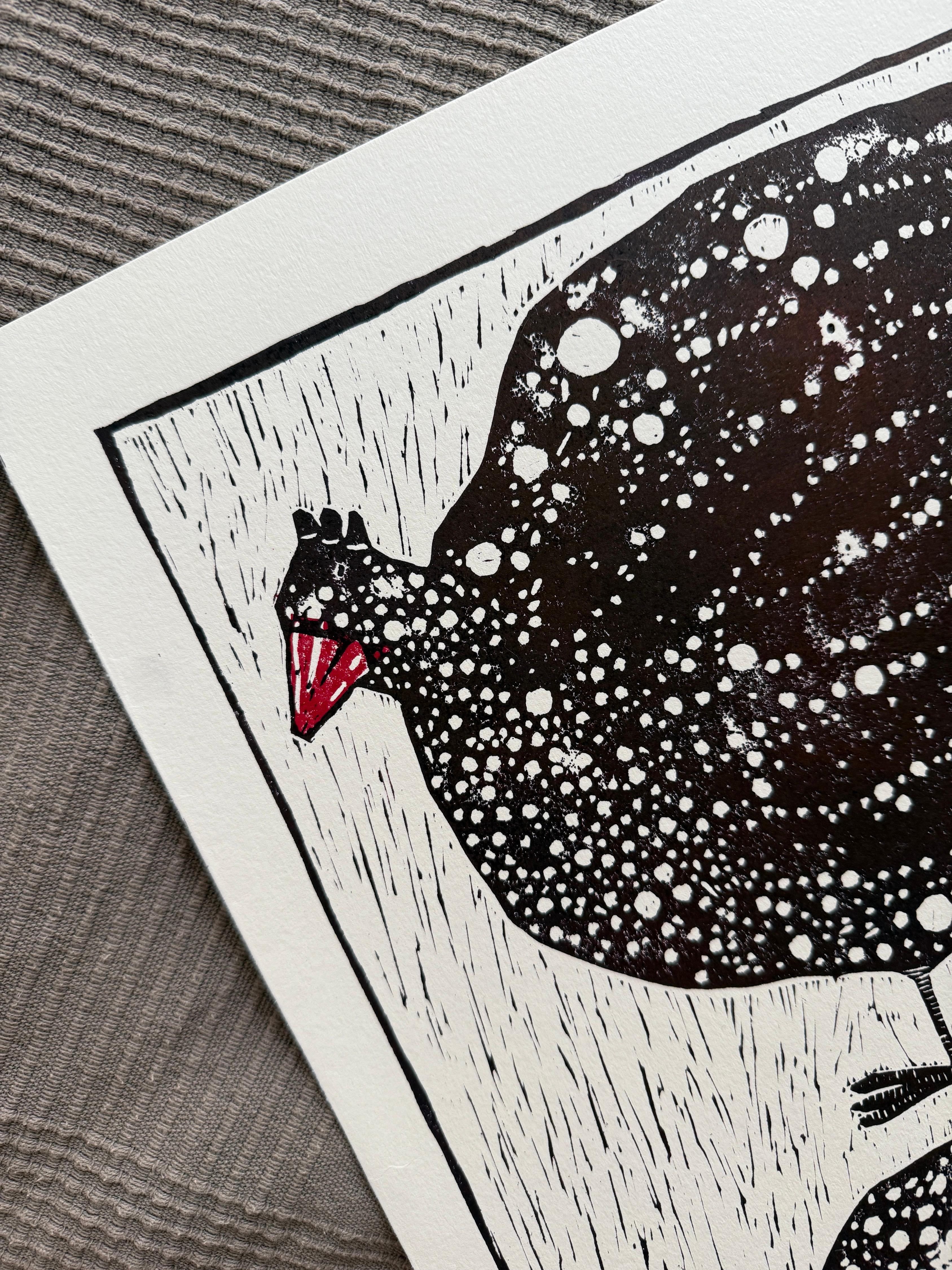 Partridges, 59,4 x 42 cm, linogravure, papier - Contemporain Art par Elizeveta Pugacheva