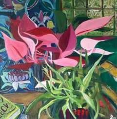 "Rosa y Morris" 70x70 cm, óleo sobre lienzo